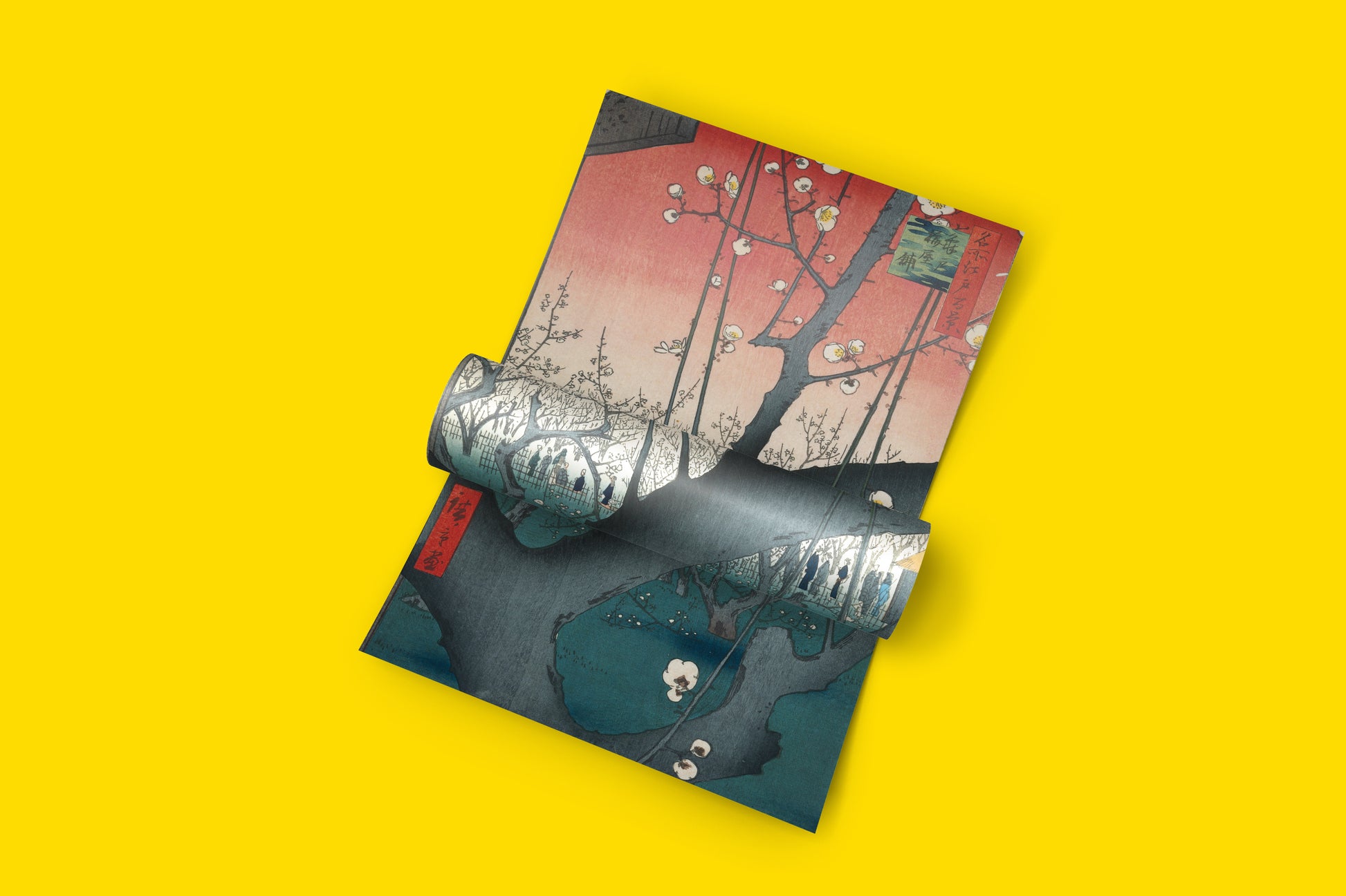 High-quality wall art of the "Plum Garden in Kameido" print, showcasing vibrant colours and intricate detail from the classic Japanese landscape masterpiece.