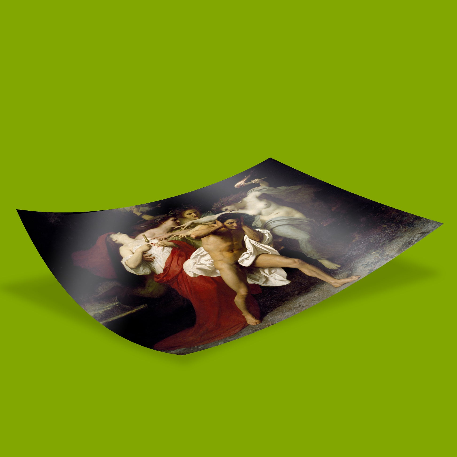 William-Adolphe Bouguereau French academic painting print in home office - classical fine art wall decor featuring dramatic Greek mythology scene