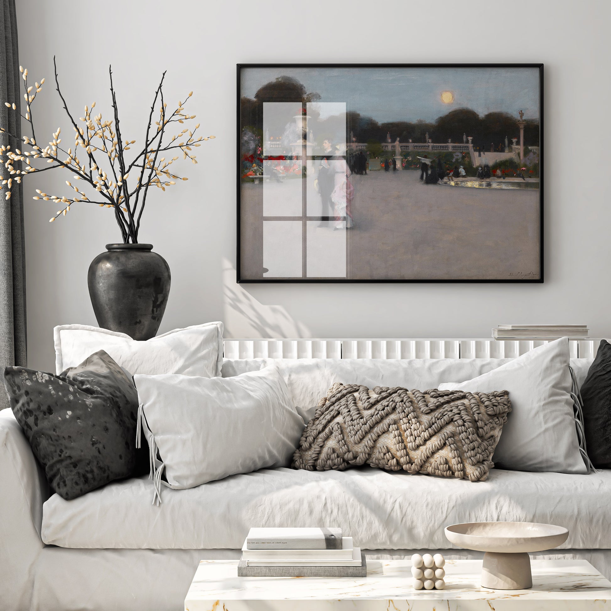 Museum quality art print of Paris twilight scene by John Singer Sargent, classic fine art wall decor for elegant spaces