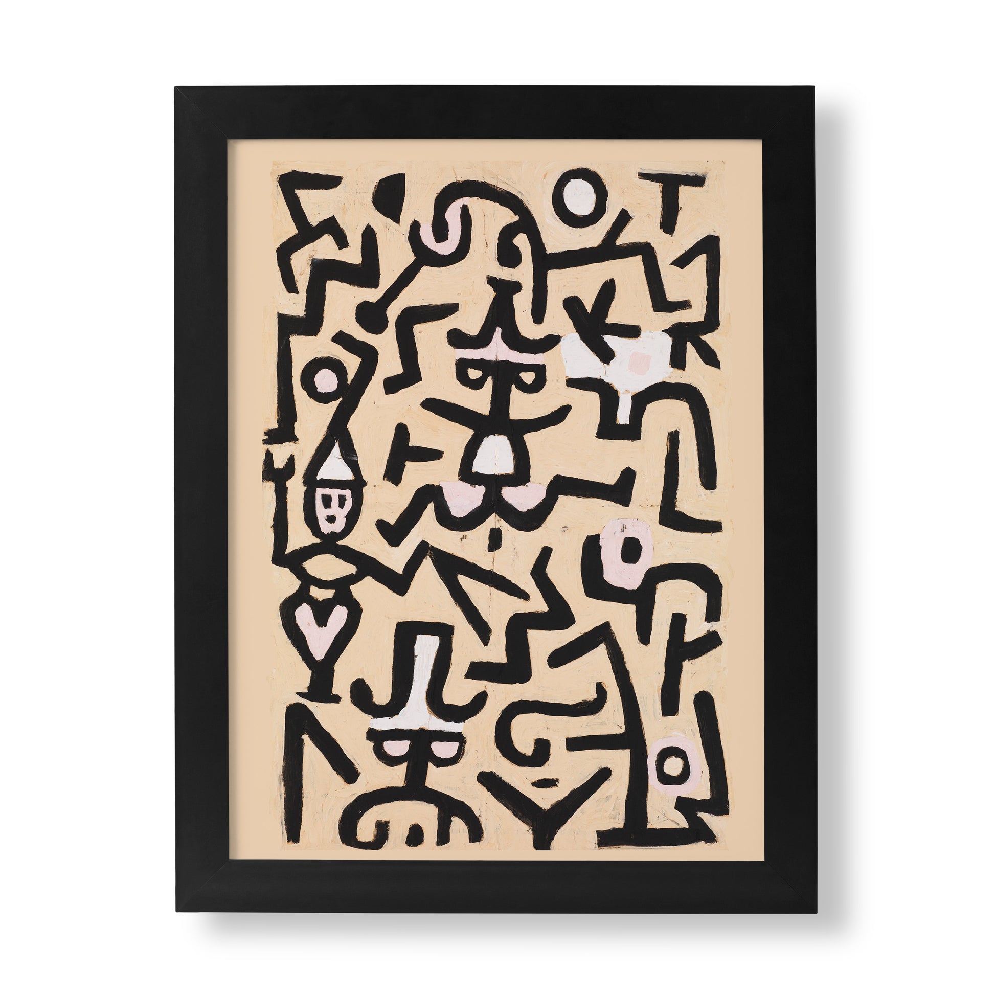 Paul Klee Comedians' Handbill fine art print featuring abstract theatrical figures in black on cream background, premium wall art for modern home decor