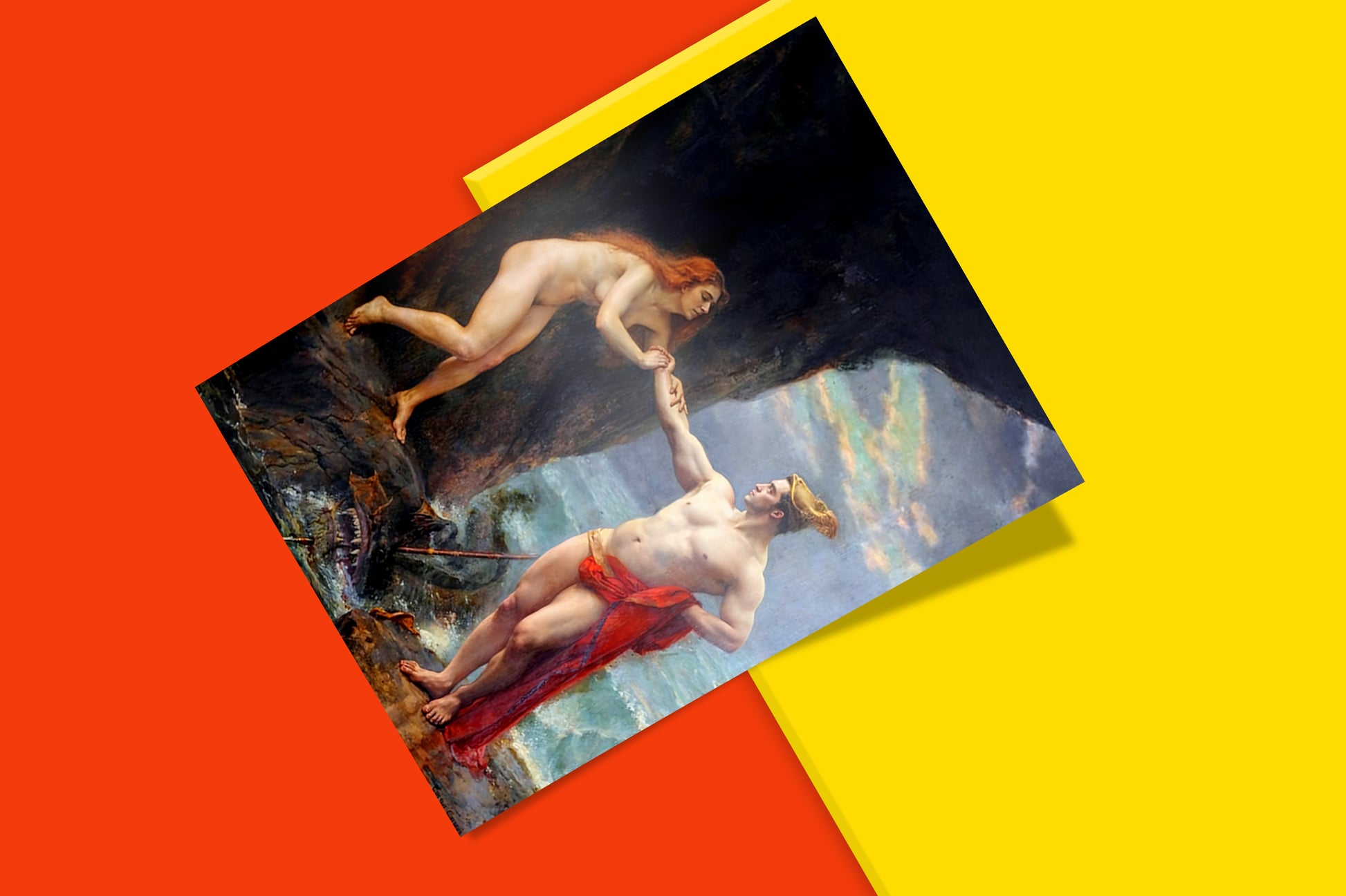 "Perseus Freeing Andromeda" mythological art print by Gustave Courtois, a high-quality reproduction that makes for an excellent addition to any gallery wall.