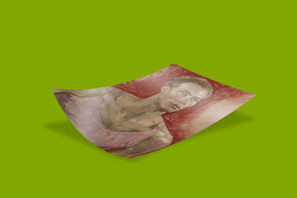 Jan Erland Man in Pink 1933 portrait art print - Glyn Warren Philpot groundbreaking modernist painting of male model in pink, premium wall art for contemporary collectors