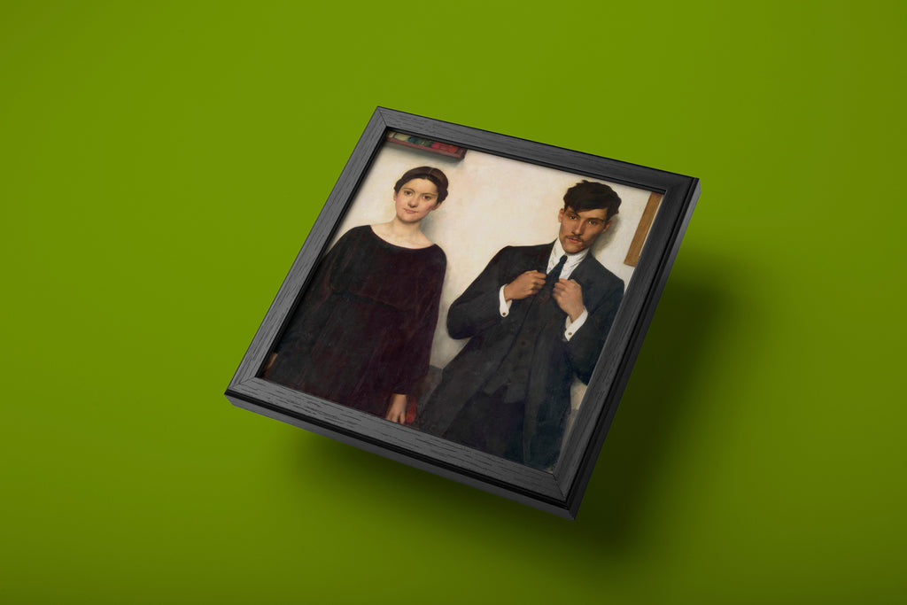 Vintage French portrait fine art print from 1914, André Devambez Pierre et Valentine giclée reproduction, elegant wall art for contemporary interiors