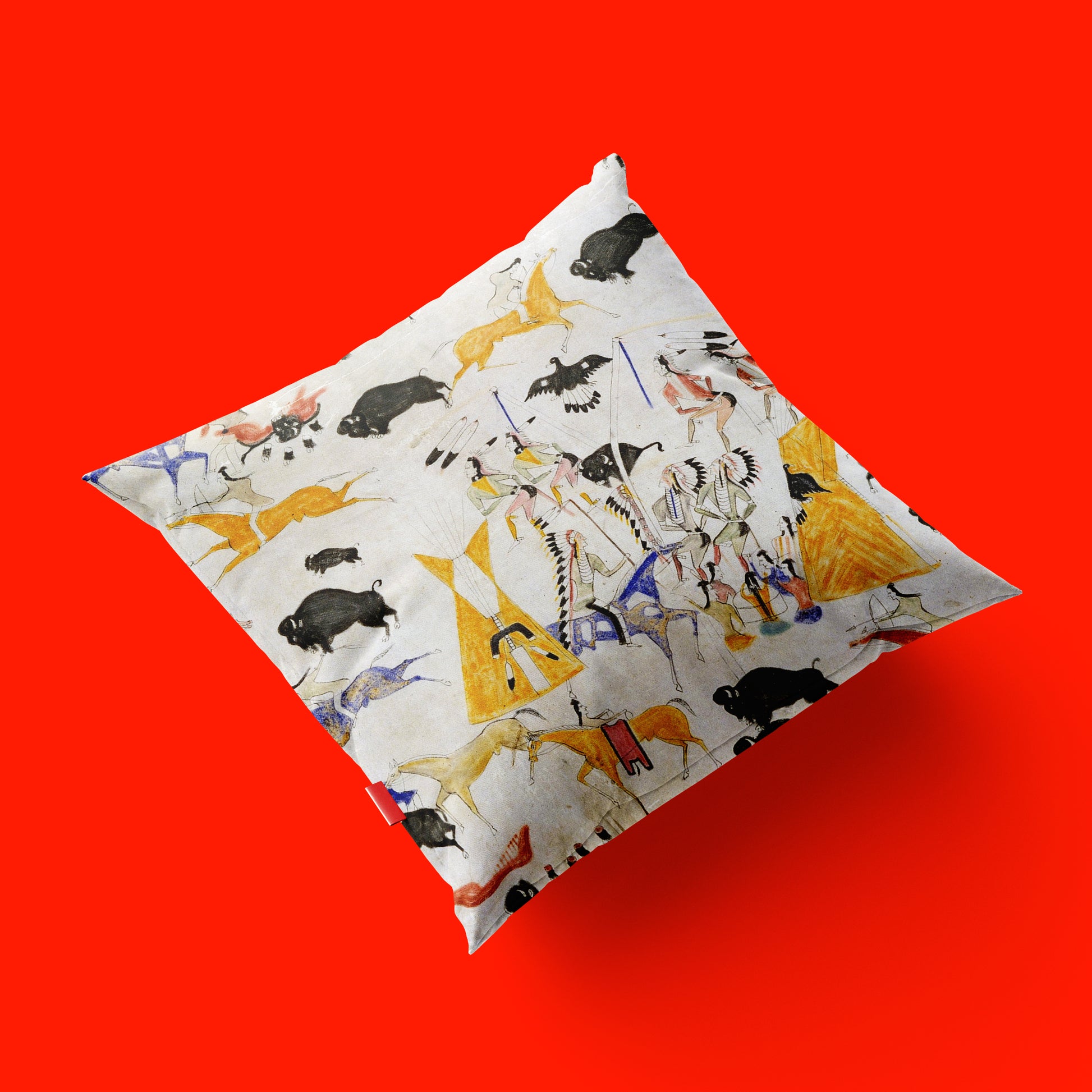ART SNOB Native American art print cushion cover, Cadzi Cody Scenes of Plains Indian Life, luxury linen home décor, museum-quality fine art print for living room interiors