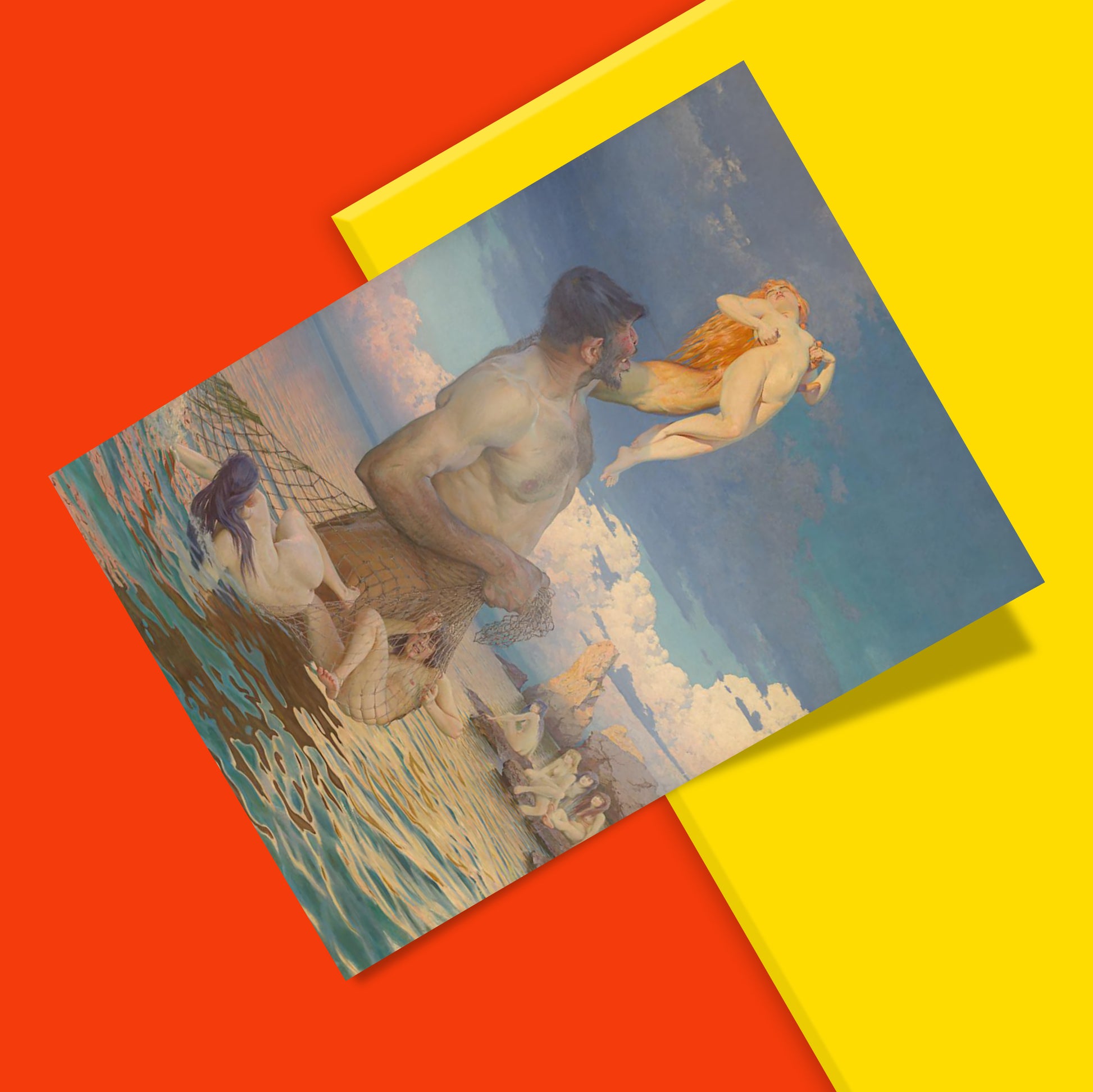 Detail of Polyphemus Cyclops figure in Max Pietschmann classical mythology art print, museum quality giclée reproduction for home decor