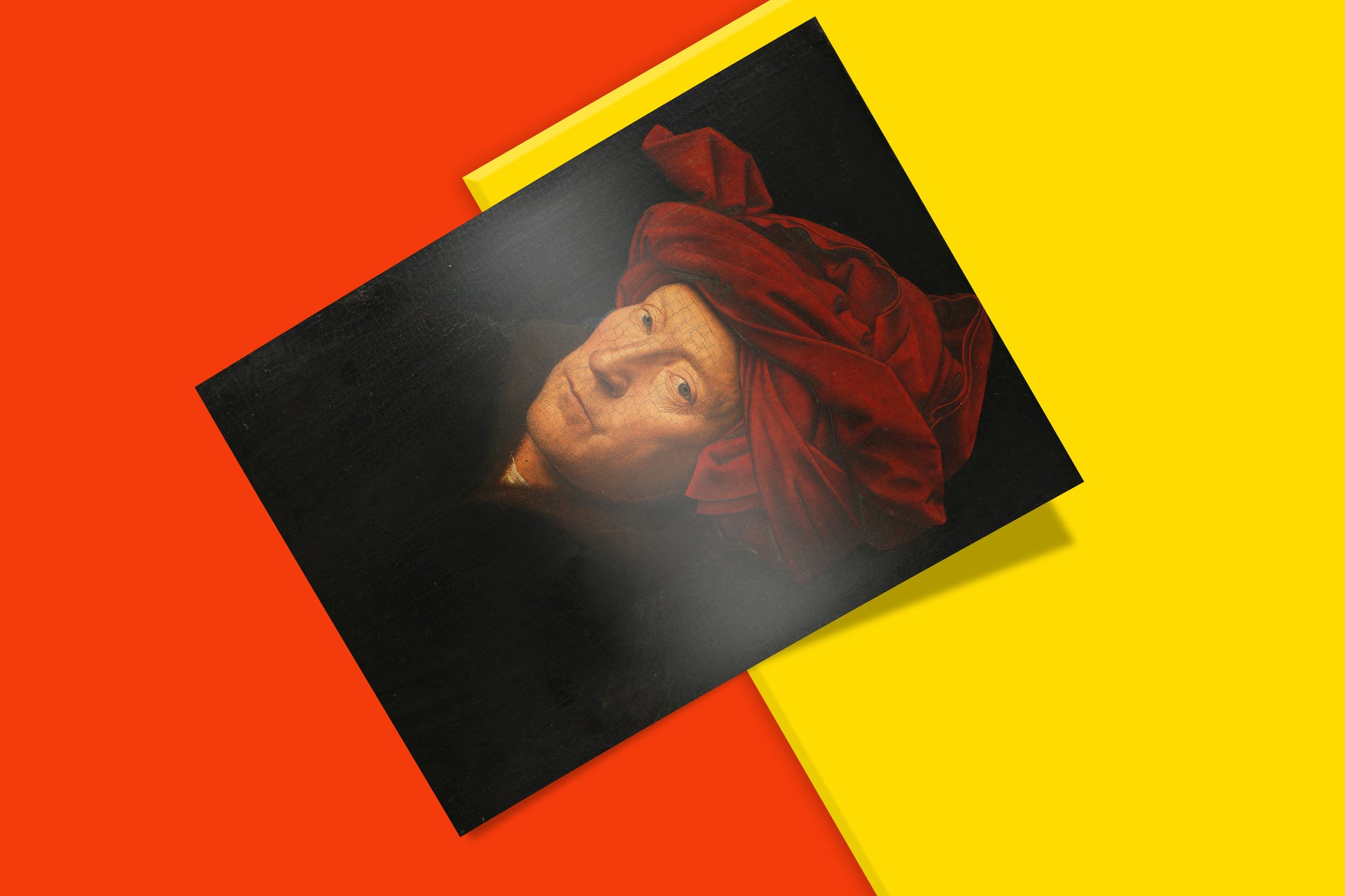 The 'Portrait of a Man' by Jan van Eyck, a striking art print for sale from ARTSNOB
