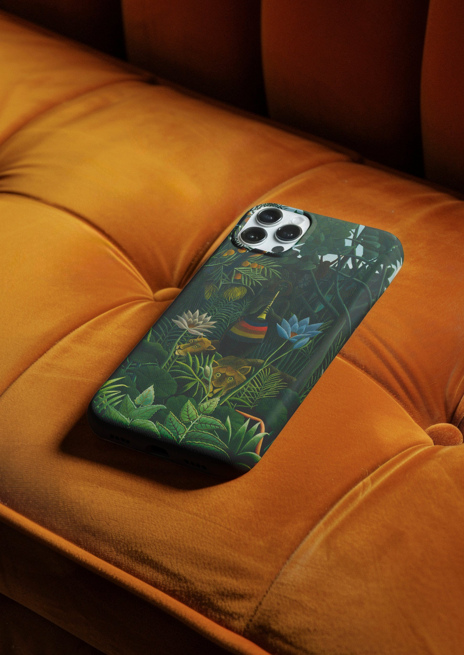 Stylish phone case with an iconic Henri Rousseau masterpiece, "The Dreamer", printed on the back and sides for full coverage.