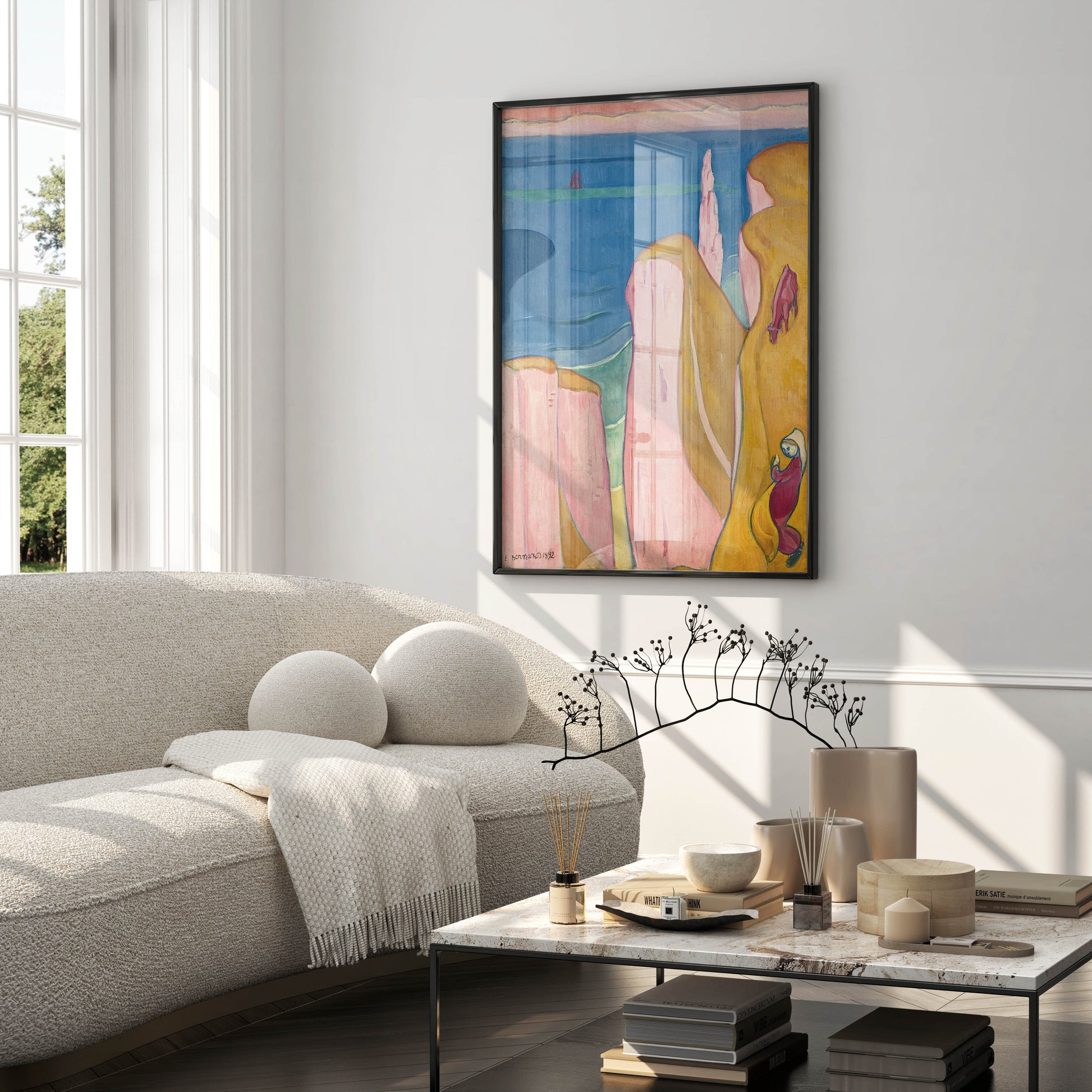 Premium fine art posters of The Cliffs of Yport by Émile Bernard, using 350 dpi technology to ensure ultra sharp clarity and incredible definition for discerning art lovers.