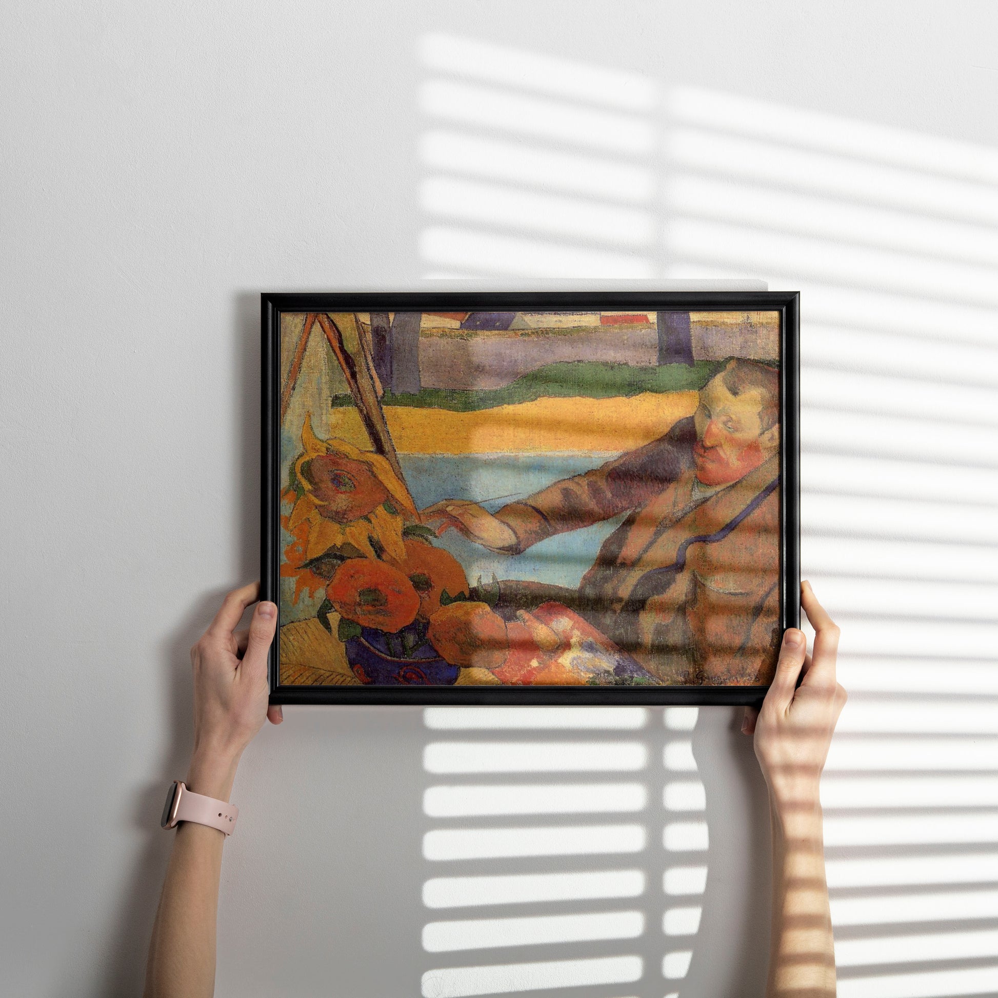 Gauguin's 1888 masterpiece Van Gogh Painting Sunflowers, available as a collectible fine art print, depicting Van Gogh at work in Arles, France