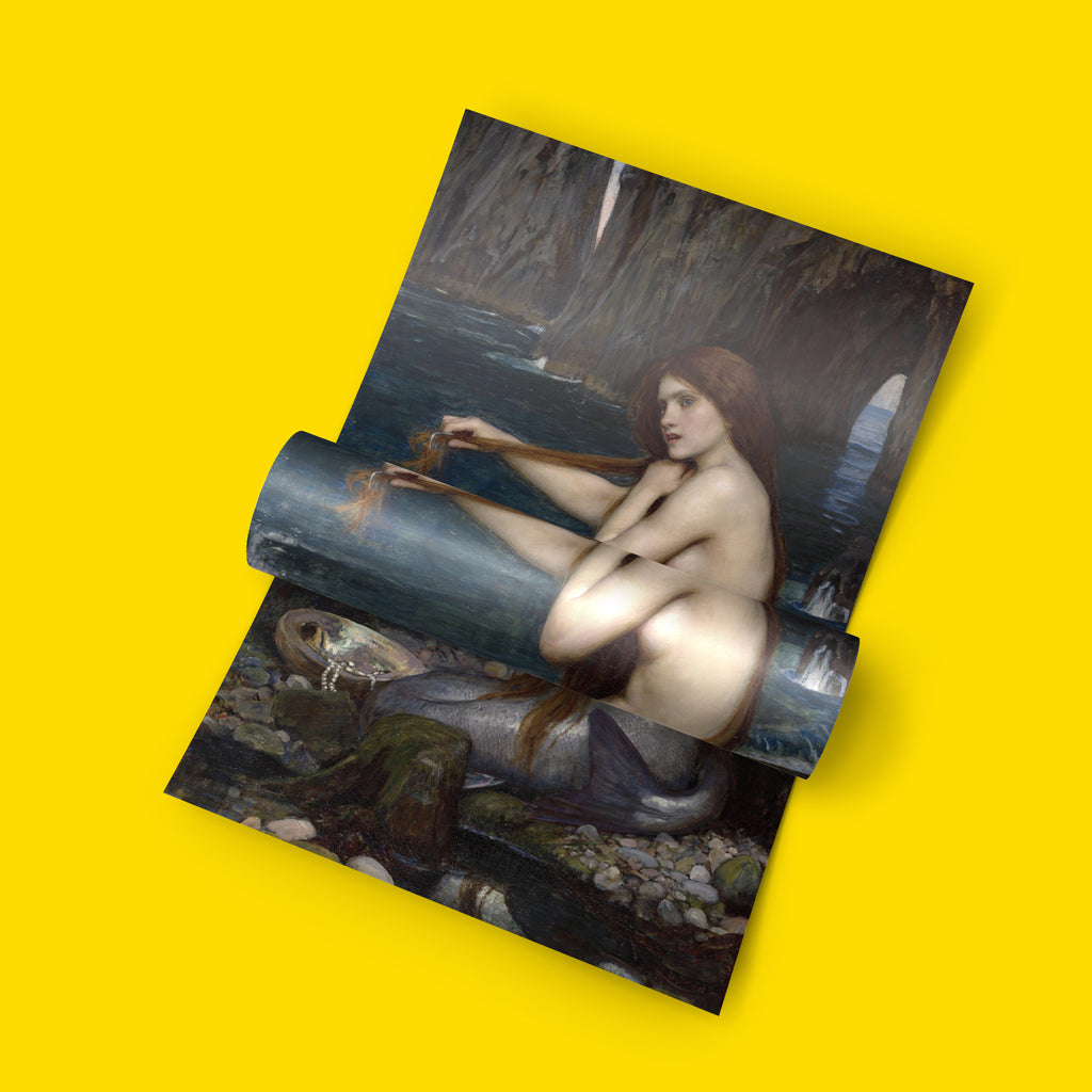 Pre-Raphaelite mermaid wall art print by John William Waterhouse, 1900, Royal Academy collection