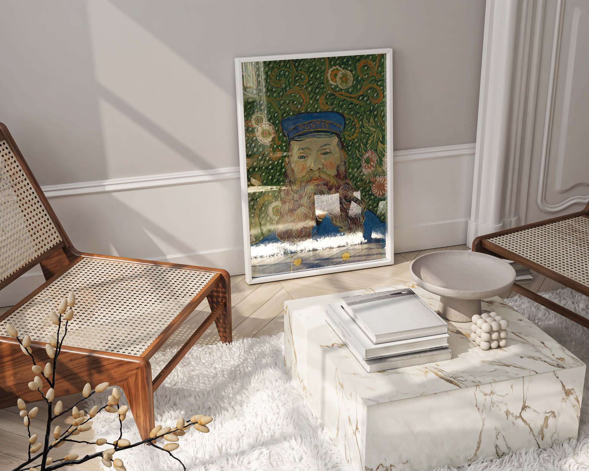 Premium framed giclée print of Van Gogh's Joseph Roulin, perfect for enhancing any room as stunning wall art, ready to hang.