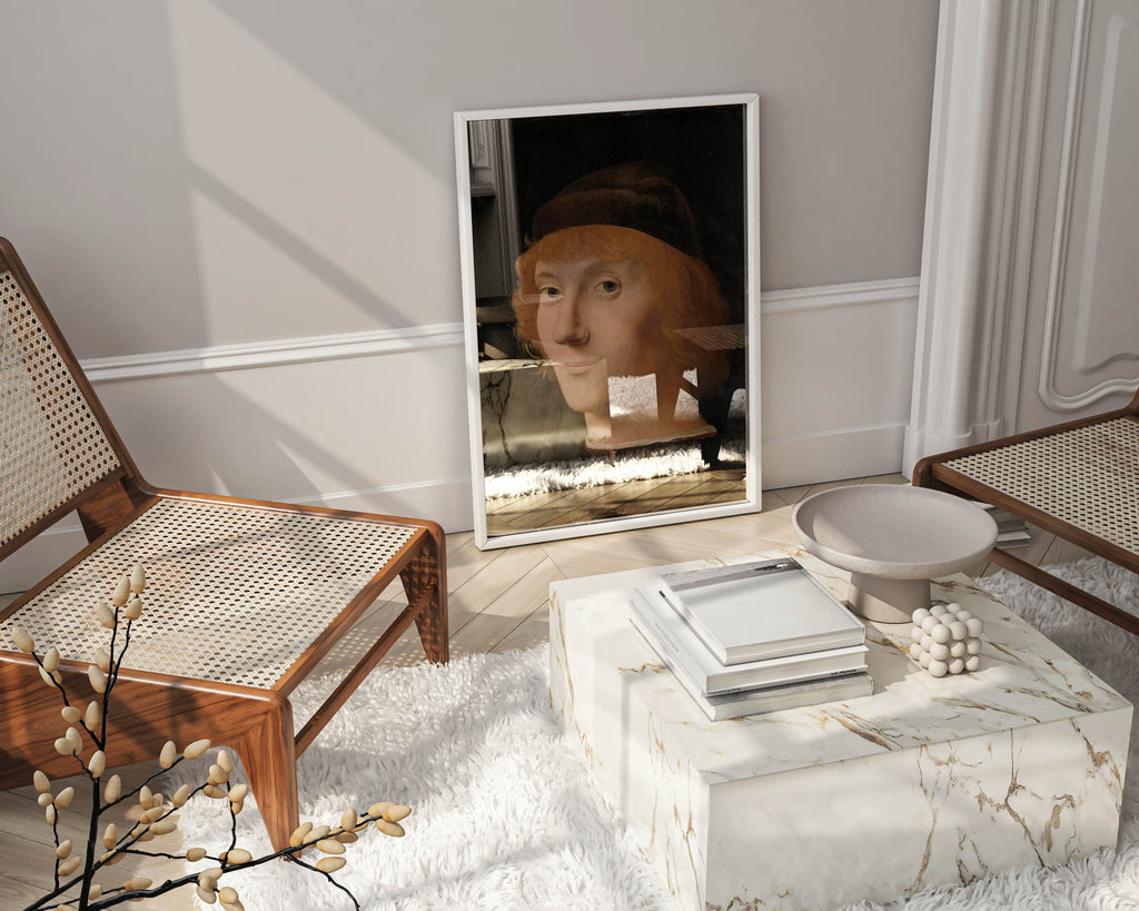 Framed Antonello da Messina Renaissance art print showcasing elegant wall art and home decor in a high-end, stylish interior design setting.