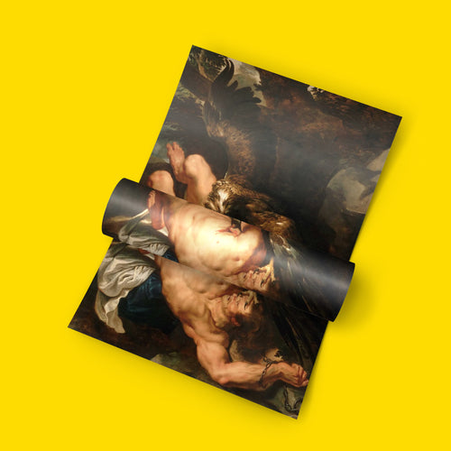 Detail of eagle talons in Prometheus Bound giclée art print, dramatic Baroque animal painting by Frans Snyders