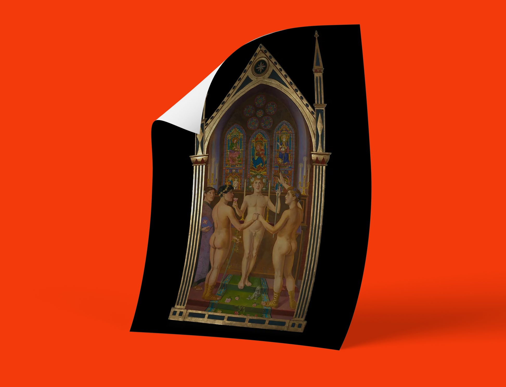 High-quality wall art print of 'The New Union' by Elisàr von Kupffer, a historical piece of queer art showcasing the artist's Clarism religion with ethereal, androgynous figures.
