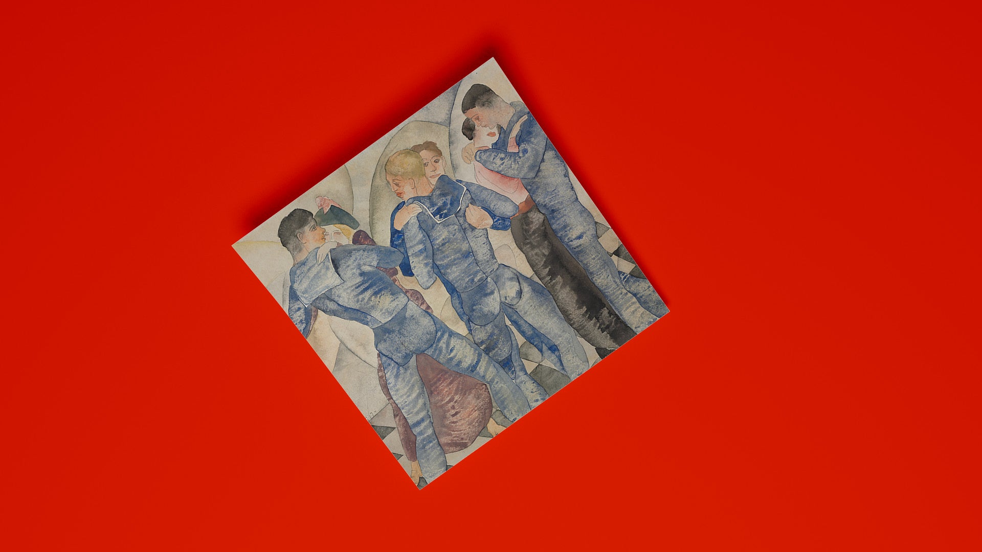 Charles Demuth queer art print from 1917, Dancing Sailors painting of homoerotic male intimacy