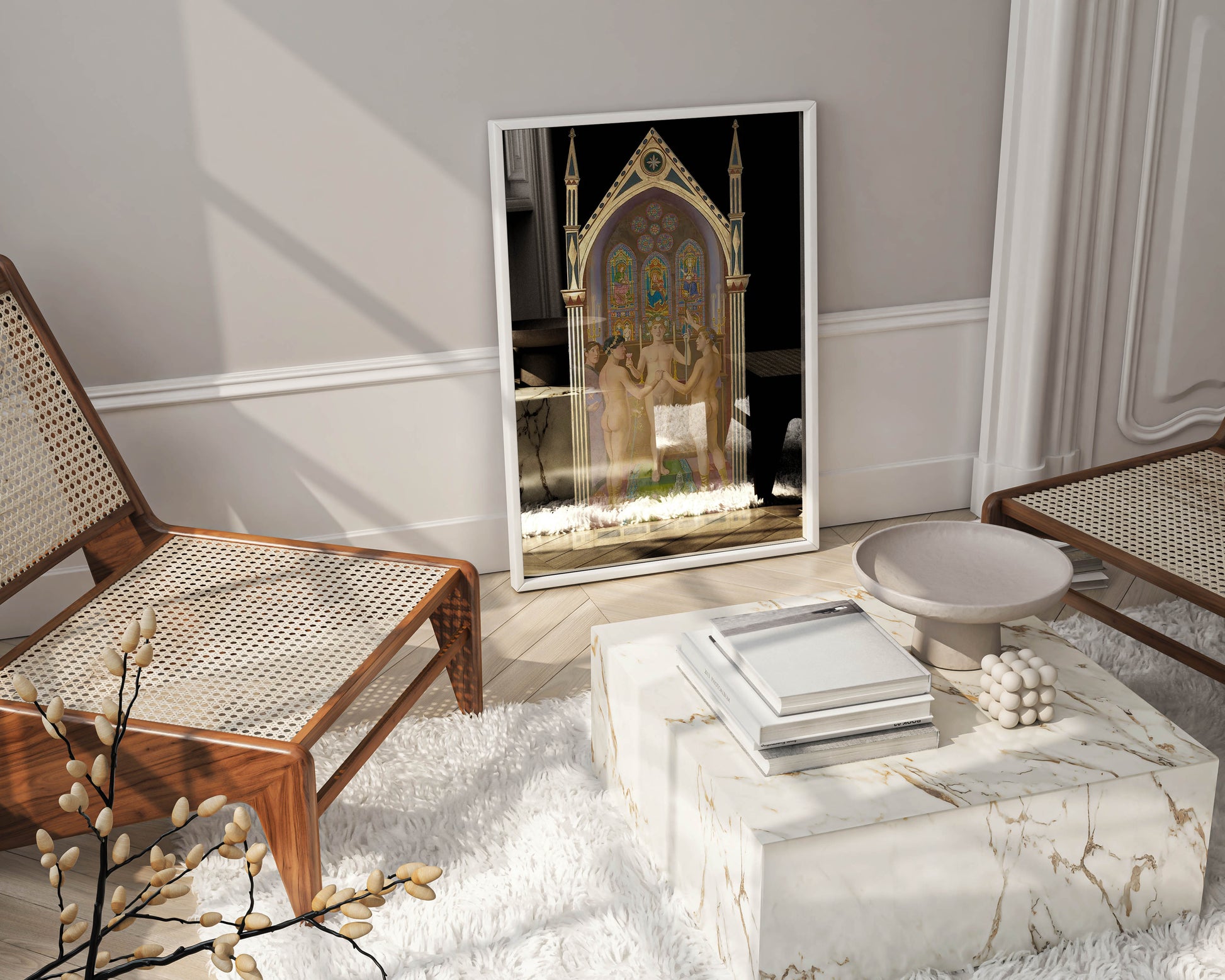 A close-up shot of the stunning 'The New Union' framed art print, showcasing its intricate details and rich colours.