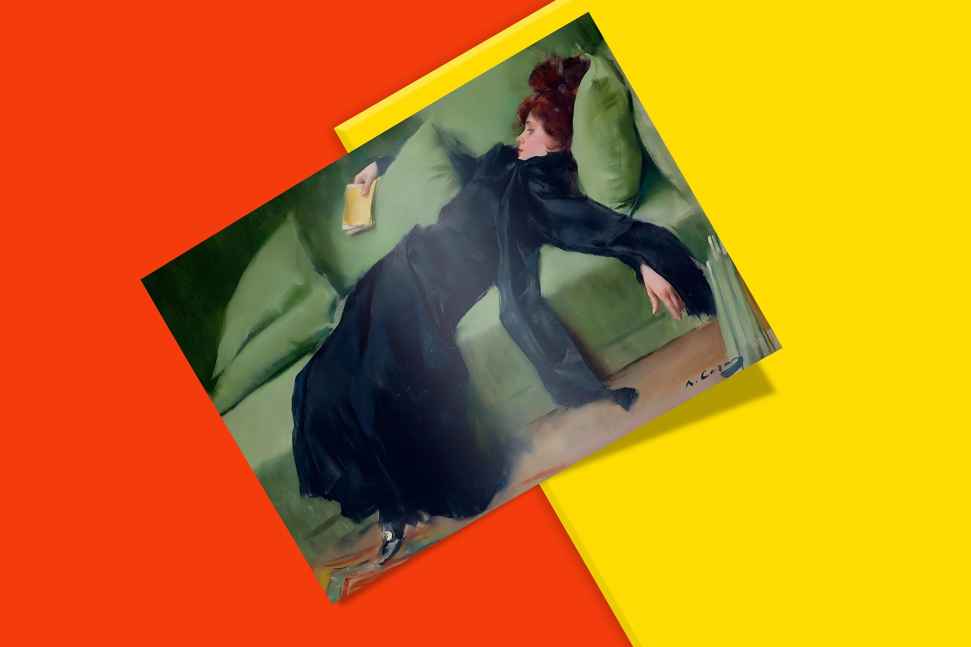 Reproduction print of Ramón Casas's 'Decadent Girl' (Jove Decadent), a key historical artwork from the late 19th century, perfect for vintage-inspired wall art and classic art collections.