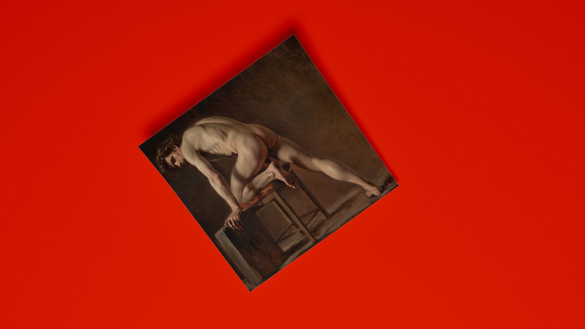 A premium art print of a nude male figure, a powerful and sensual realism painting by Gustave Courbet, perfect for art lovers.