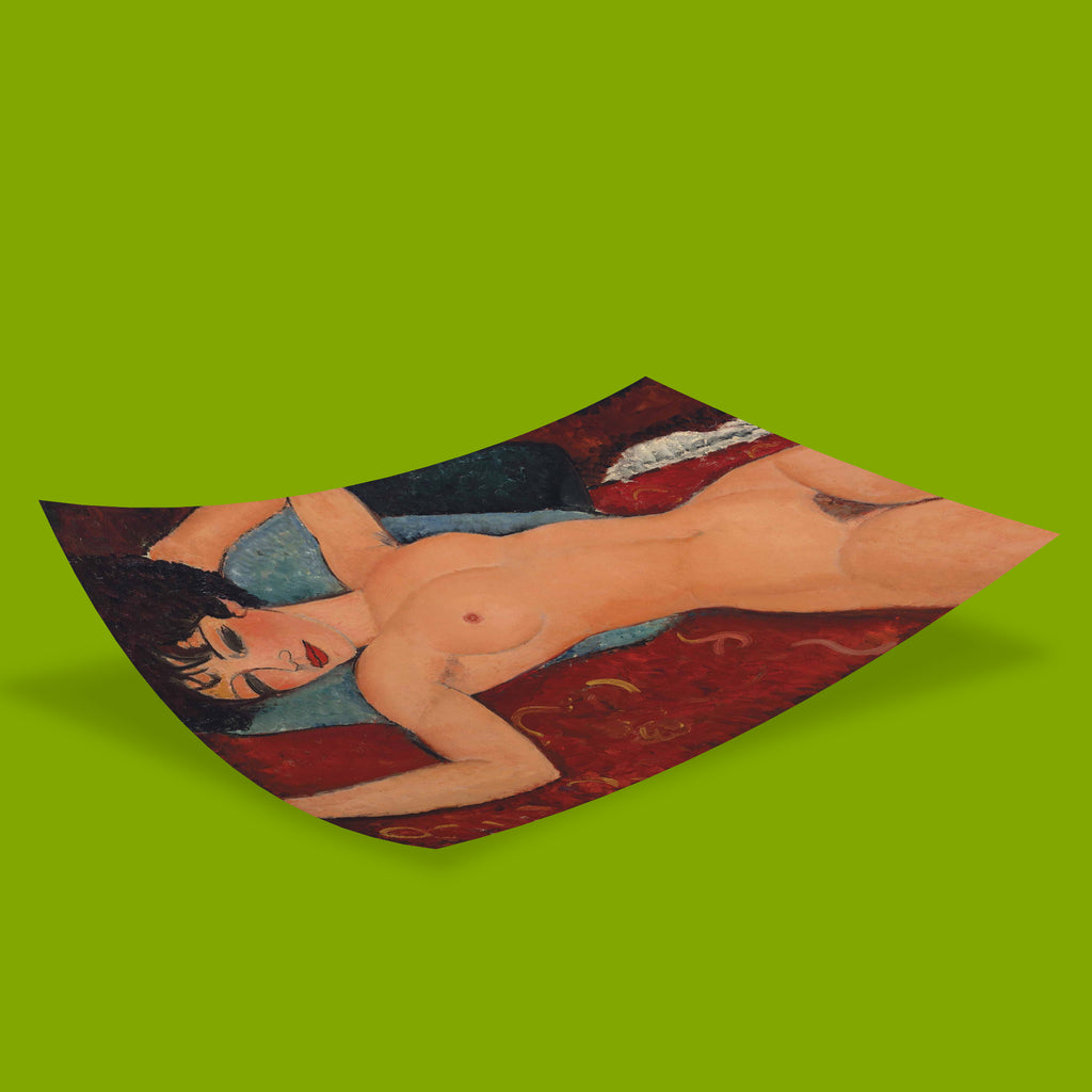Famous nude painting fine art wall print, Modigliani's Nu Couché 1917 modernist masterpiece reproduction with vivid 12-colour printing technology