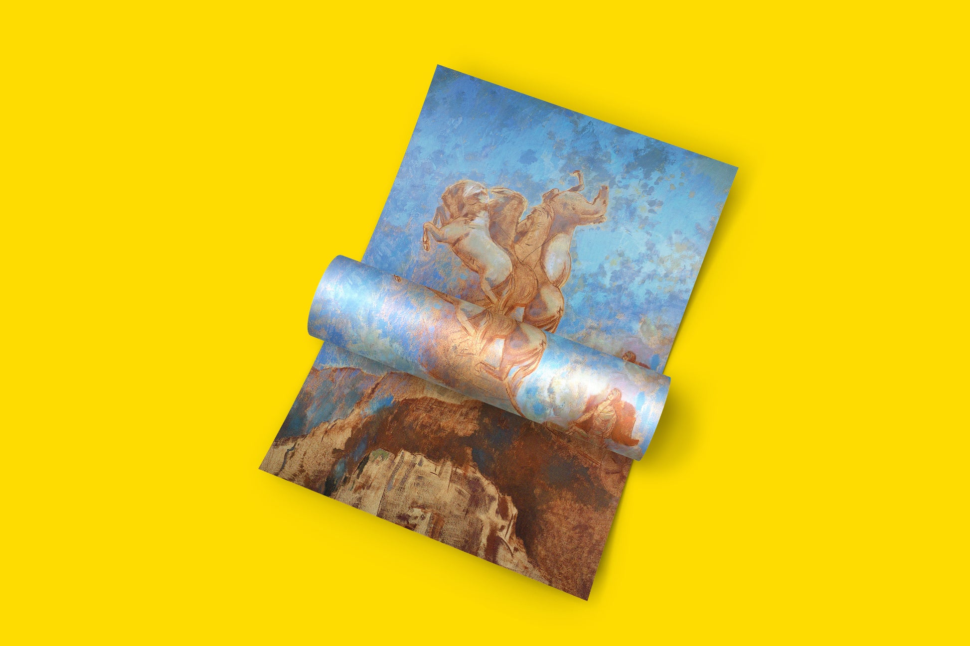 Symbolist masterpiece art reproduction of Apollo's divine chariot, luxury wall hanging print perfect for art enthusiasts and contemporary interior design projects