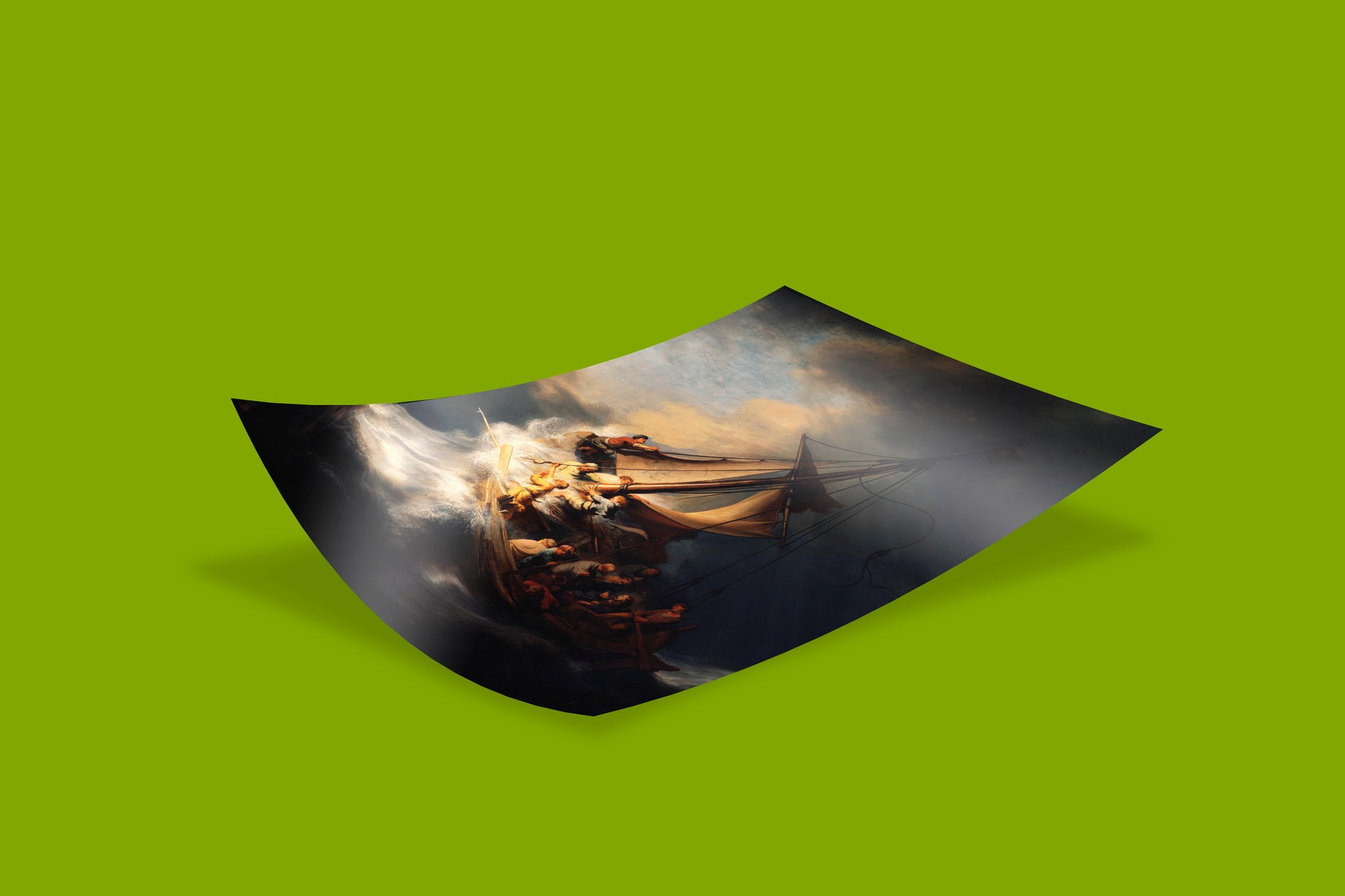 Giclée fine art print of the classic Rembrandt masterpiece, "Christ in the Storm on the Sea of Galilee," printed on premium paper for rich colours and a museum-quality feel.