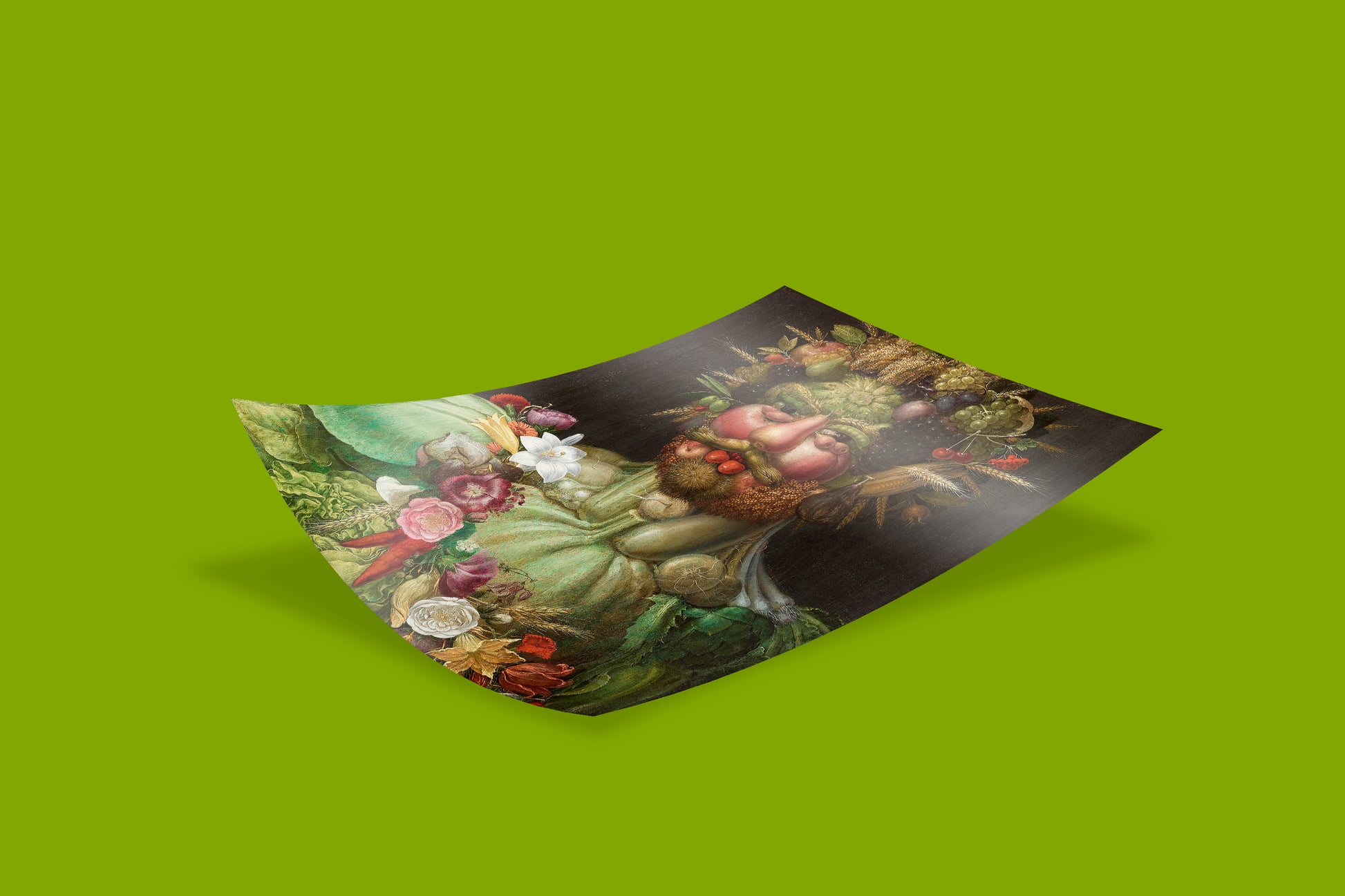 Premium fine art reproduction of Arcimboldo's Vertumnus portrait - Italian Renaissance masterpiece showing Emperor Rudolf II created from seasonal produce