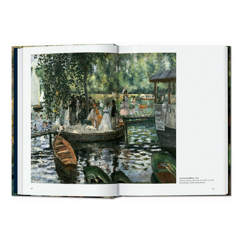A hardcover art book showcasing Pierre-Auguste Renoir's Impressionist painting, "La Grenouillère," a stunning example of fine art from the renowned French artist.
