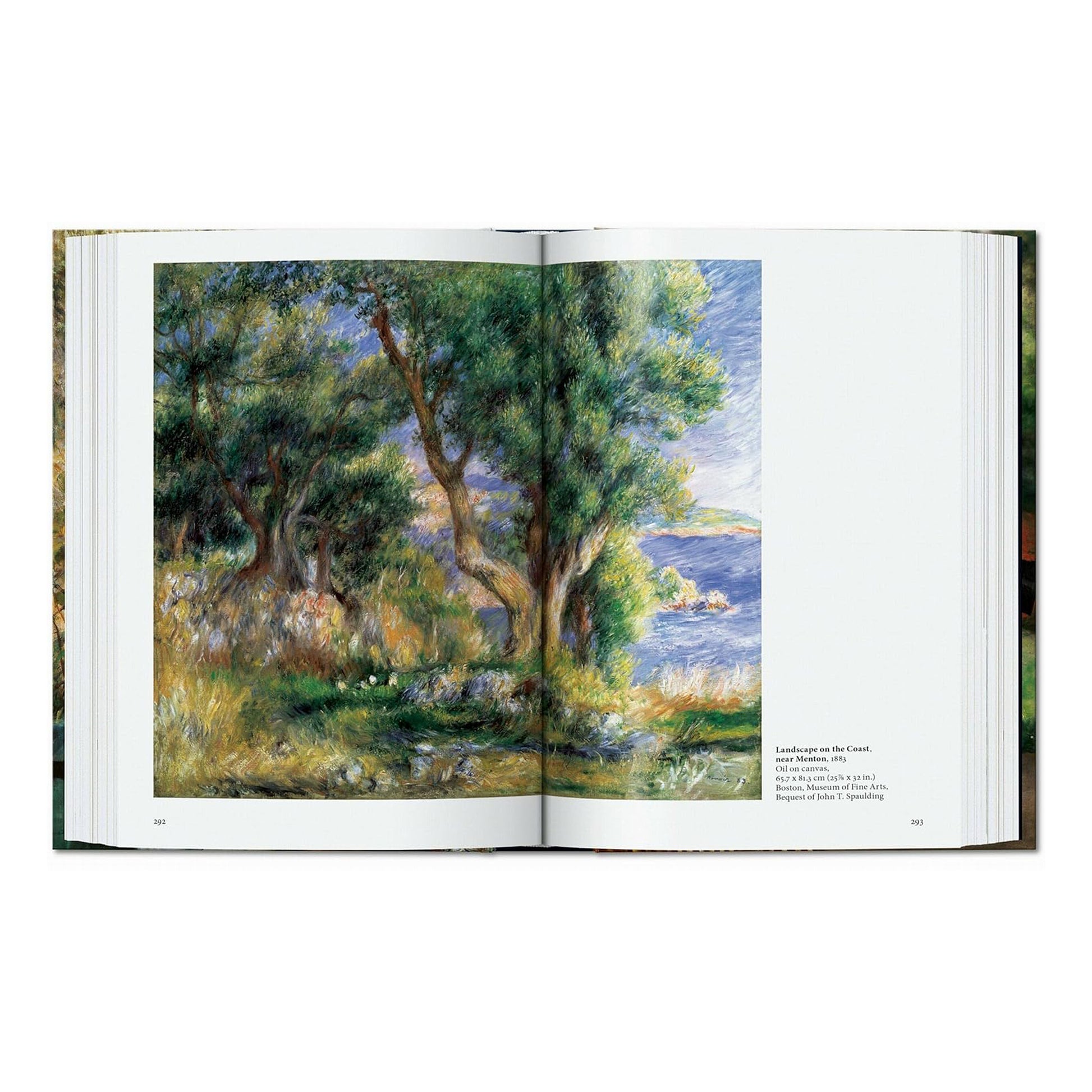 A high-quality print from the Renoir art book, showcasing his landscape painting "Landscape on the Coast," a masterful example of French Impressionism.