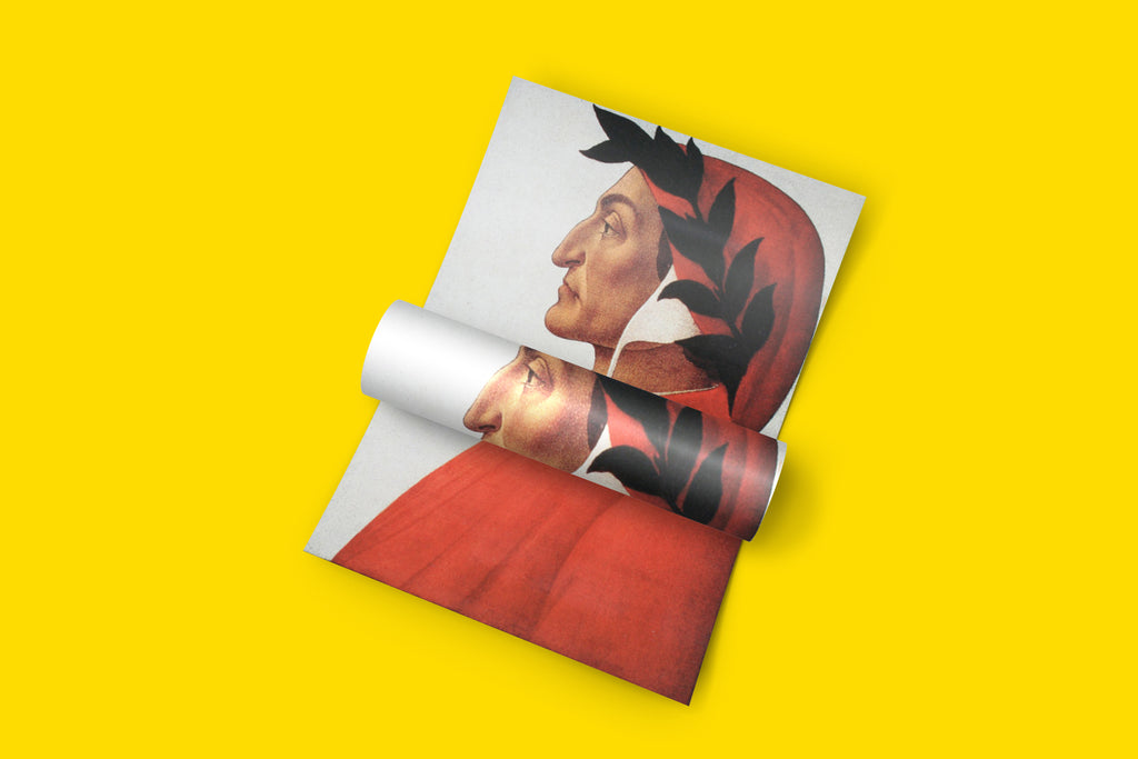 A stunning giclée art print of Sandro Botticelli's tempera painting, showcasing the side profile of the poet Dante.