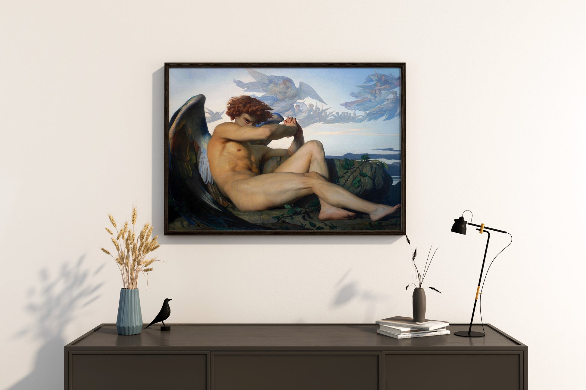 Romantic wall art print of The Fallen Angel by Cabanel, with eco-friendly paper and matte finish