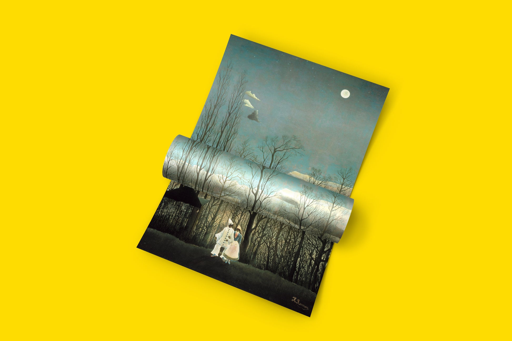 Henri Rousseau fine art print from the painting A Carnival Evening, showcasing his unique self-taught style and enchanting nocturnal scene for high-quality art decor.