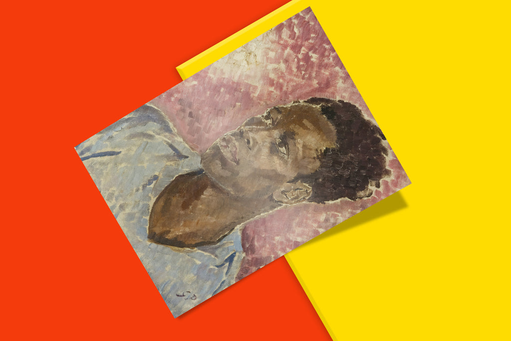 Glyn Warren Philpot modernist portrait art print, Henry Thomas against rose background, significant British art history piece available as museum quality wall art for collectors