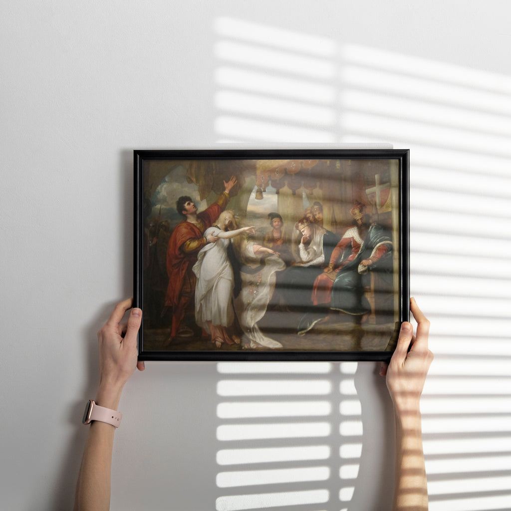 Dramatic Shakespearean wall art featuring a 12-color fine art reproduction of the neoclassical masterpiece by Benjamin West.