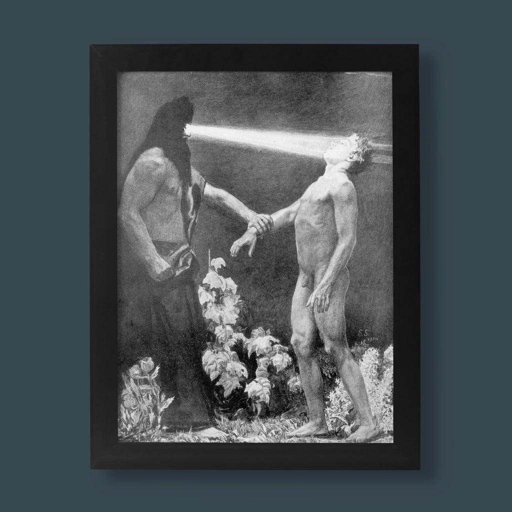 A museum quality giclée fine art print of Sascha Schneider's 1904 painting, "Hypnosis," perfect for collectors of historical and symbolist art.