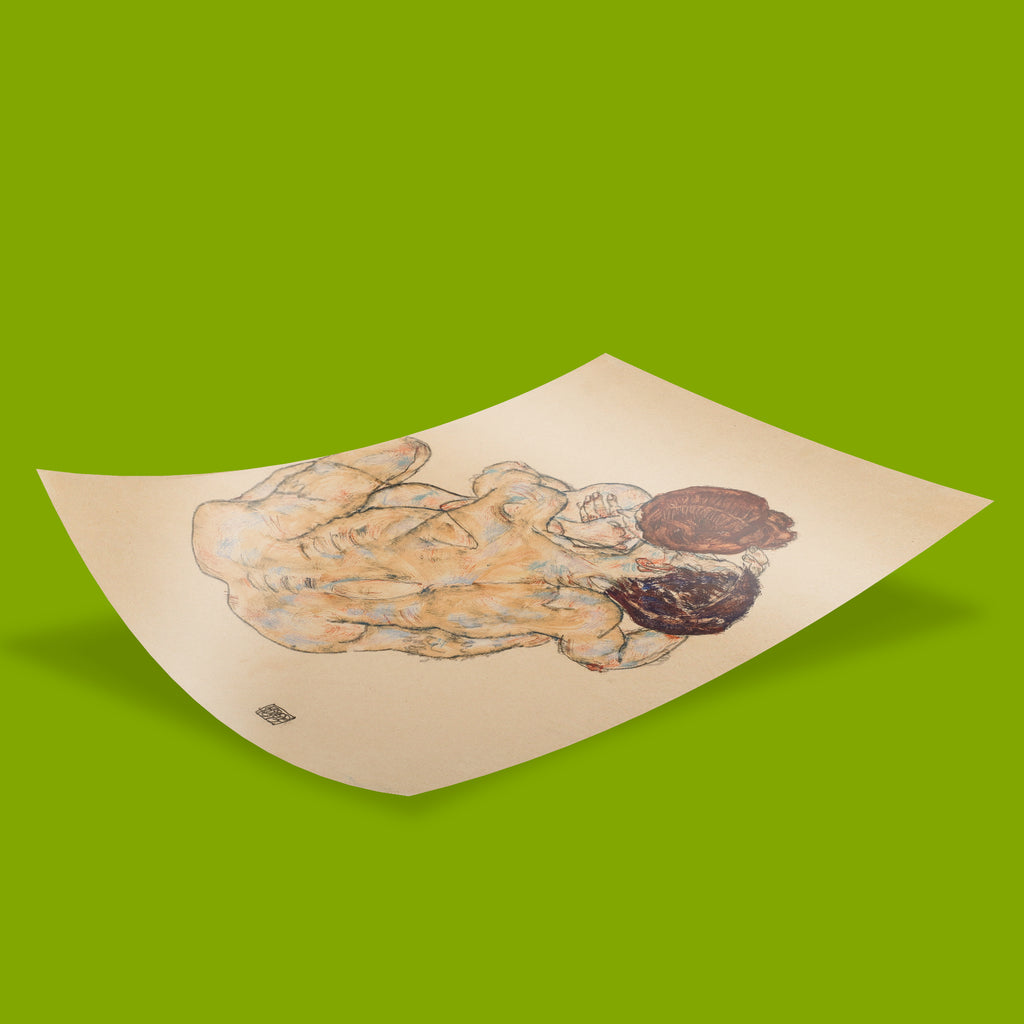 Egon Schiele The Embrace contemporary wall art print, iconic Austrian Expressionist artwork for modern interior design