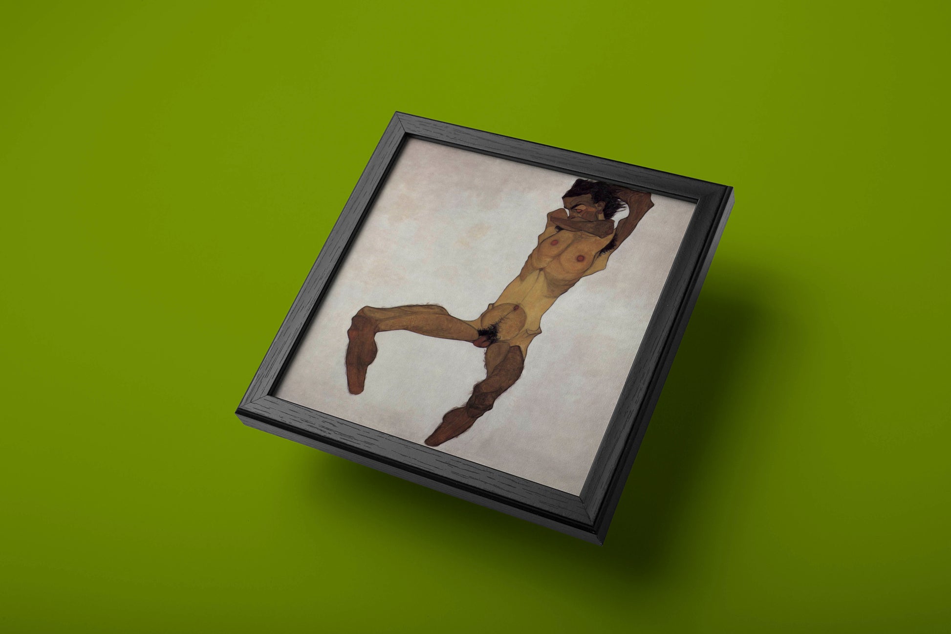 Expressionist wall art poster of Egon Schiele’s Seated Male Nude from 1910