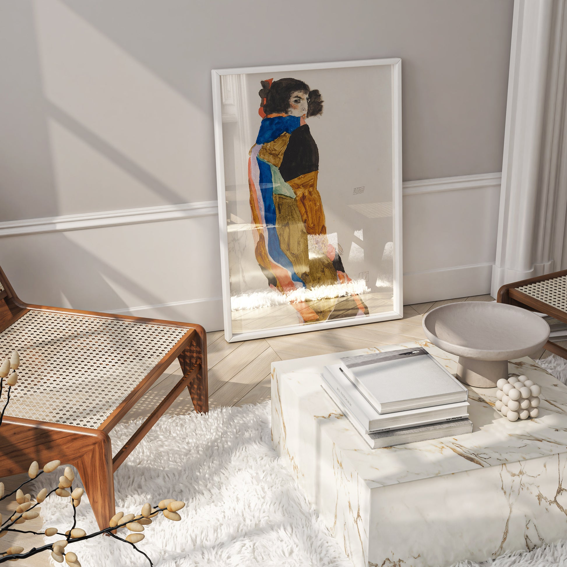 Museum quality Egon Schiele Moa Mandu art print, expressionist figurative painting reproduction, giclée fine art poster