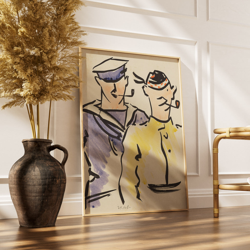 FCB Cadell Tommy and Jack art print displayed in modern interior, Scottish artist wall art for contemporary home decor