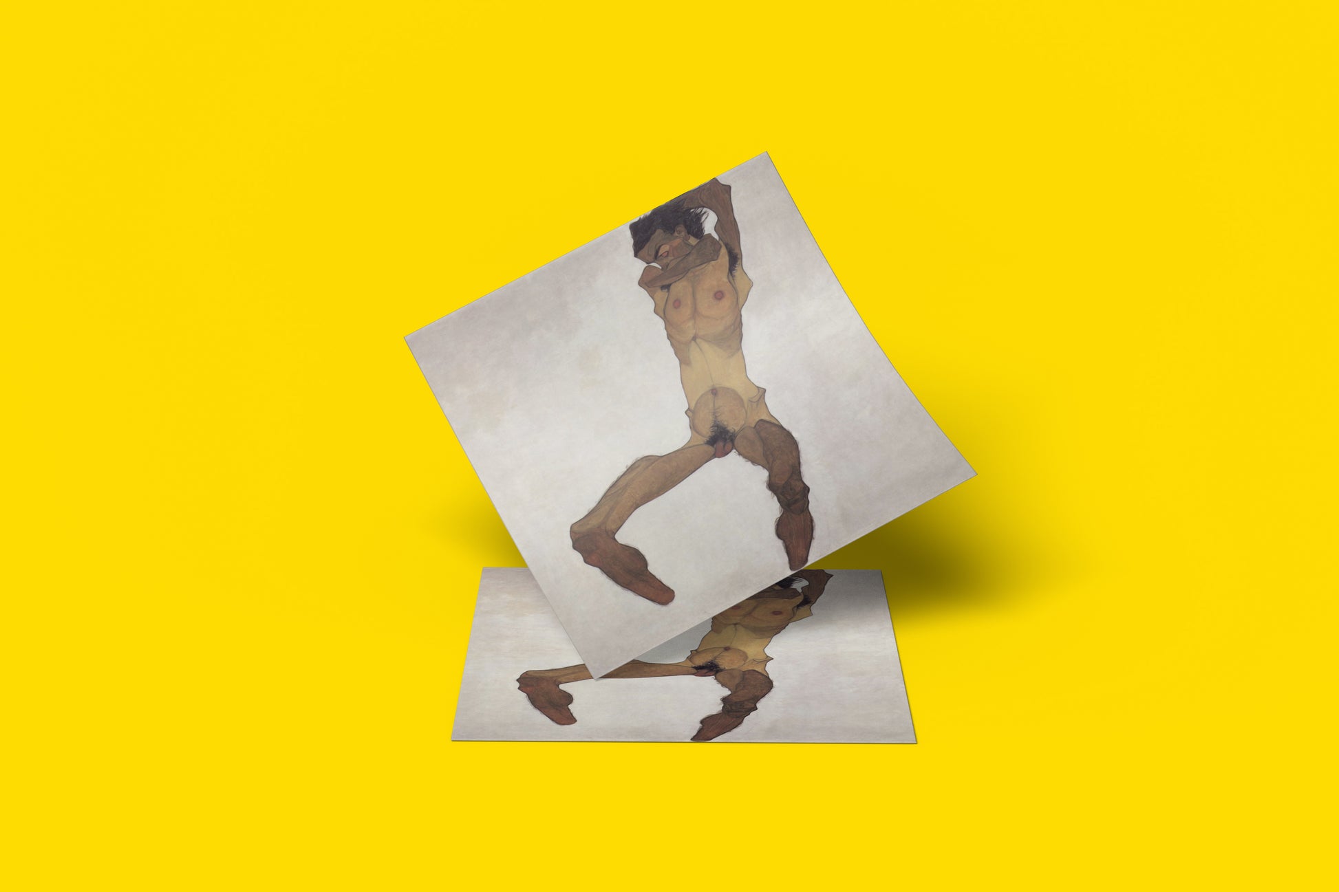Modern art wall print of Egon Schiele’s contorted nude figure on matte paper