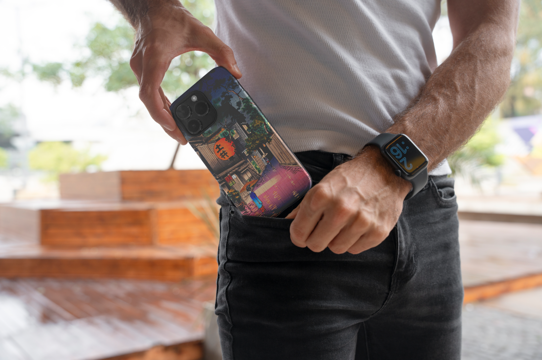 High-resolution image of the Tsuchiya Koitsu "Evening at Ushigome" phone case, perfect for art collectors and lovers of Japanese woodblock prints.