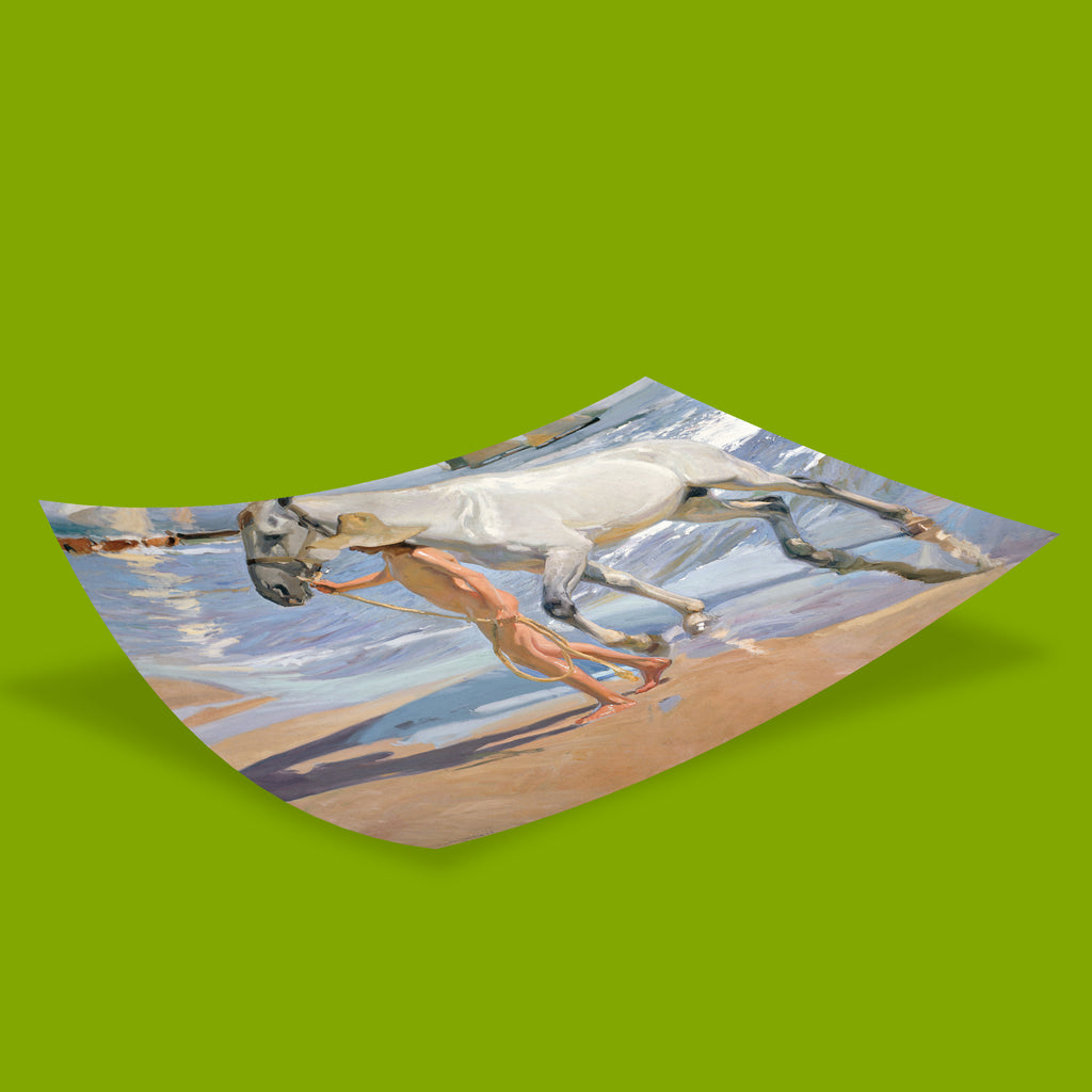 Giclée print of a Spanish Impressionist beach scene, 12-colour fine art printing of Sorolla's luminous seascape