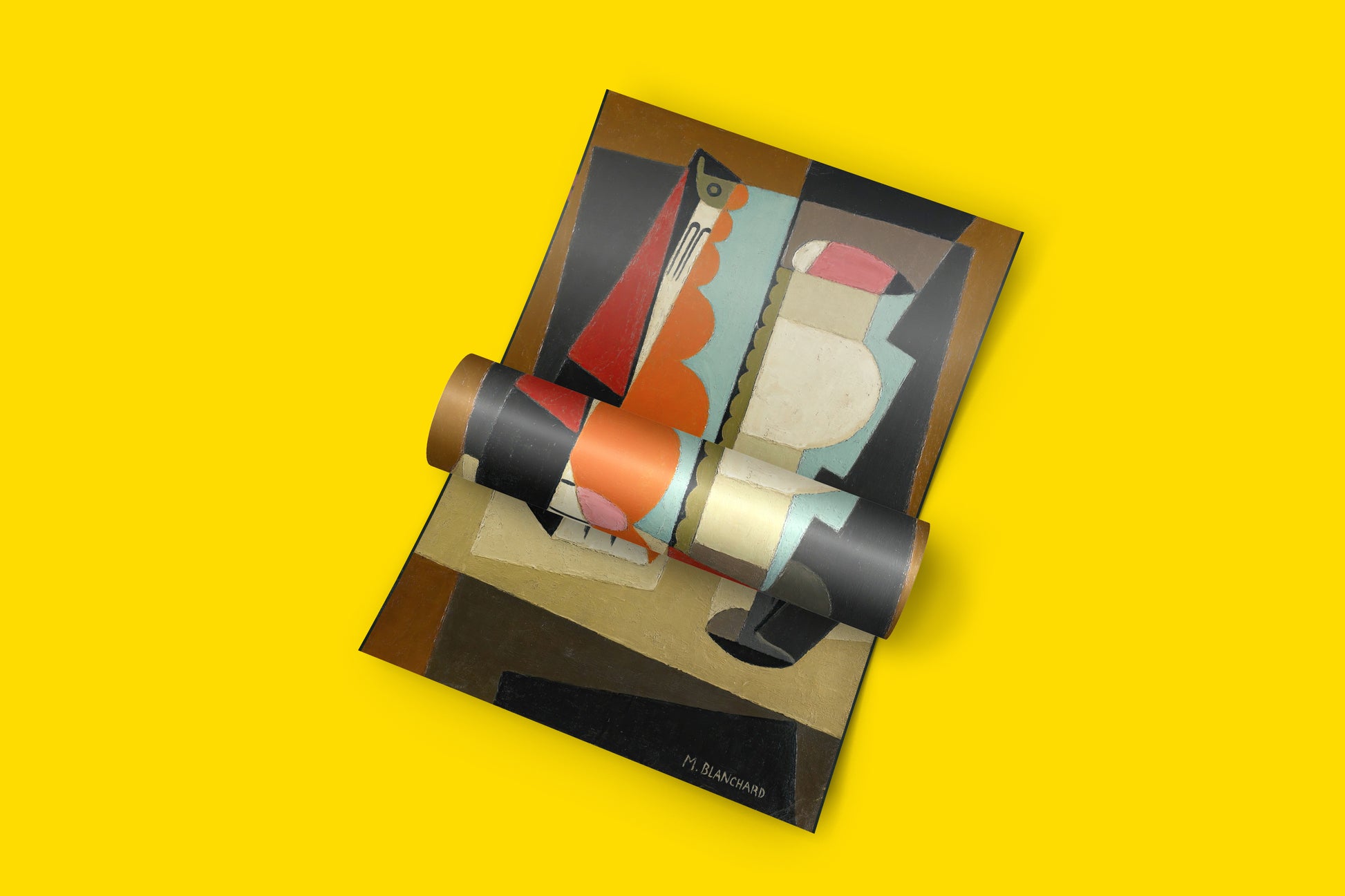 Fine art poster of Nature Morte Cubiste by female cubist painter María Blanchard, modernist geometric abstract wall art for contemporary interiors
