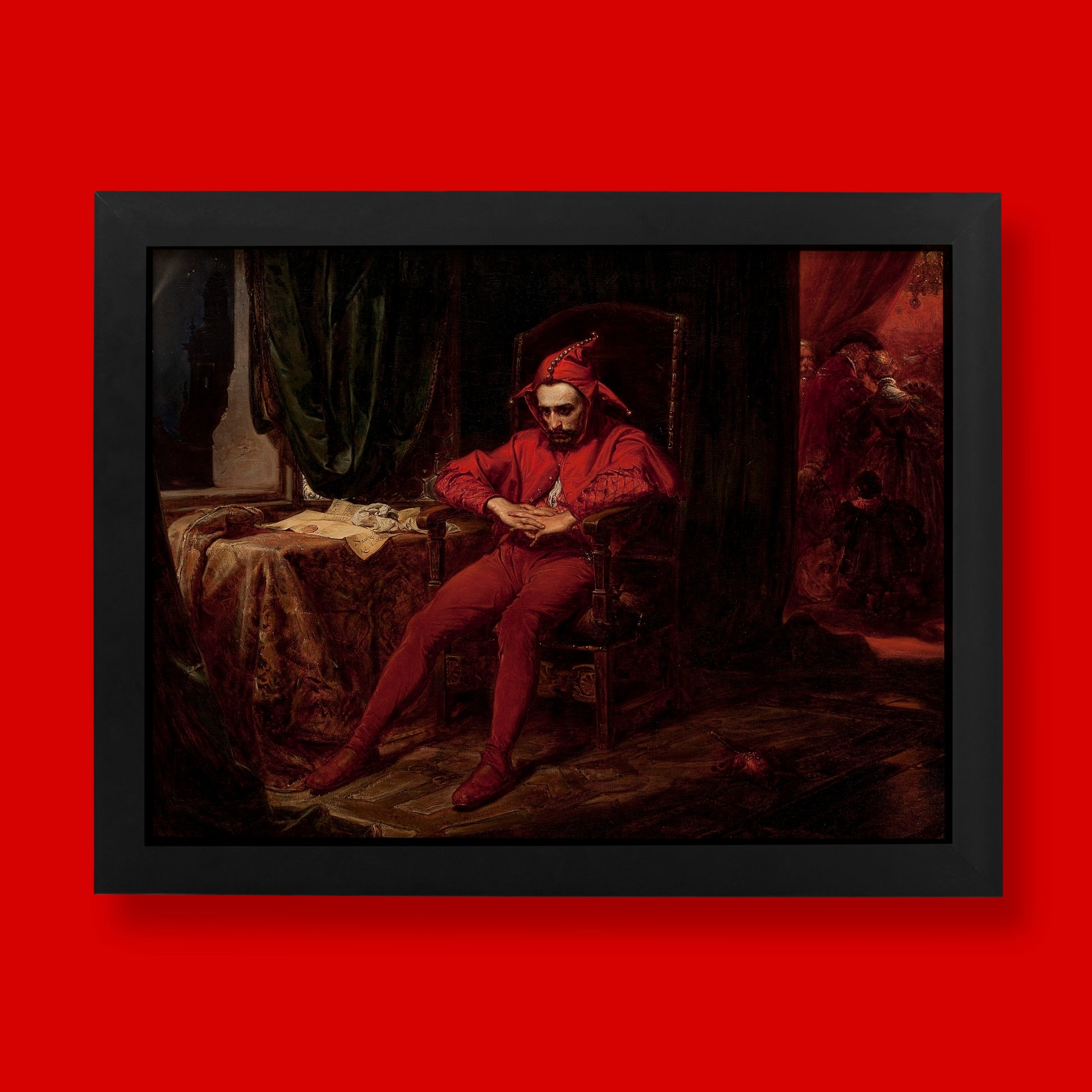 Jan Matejko's "Stańczyk" fine art print, a melancholic court jester in historical Polish painting.