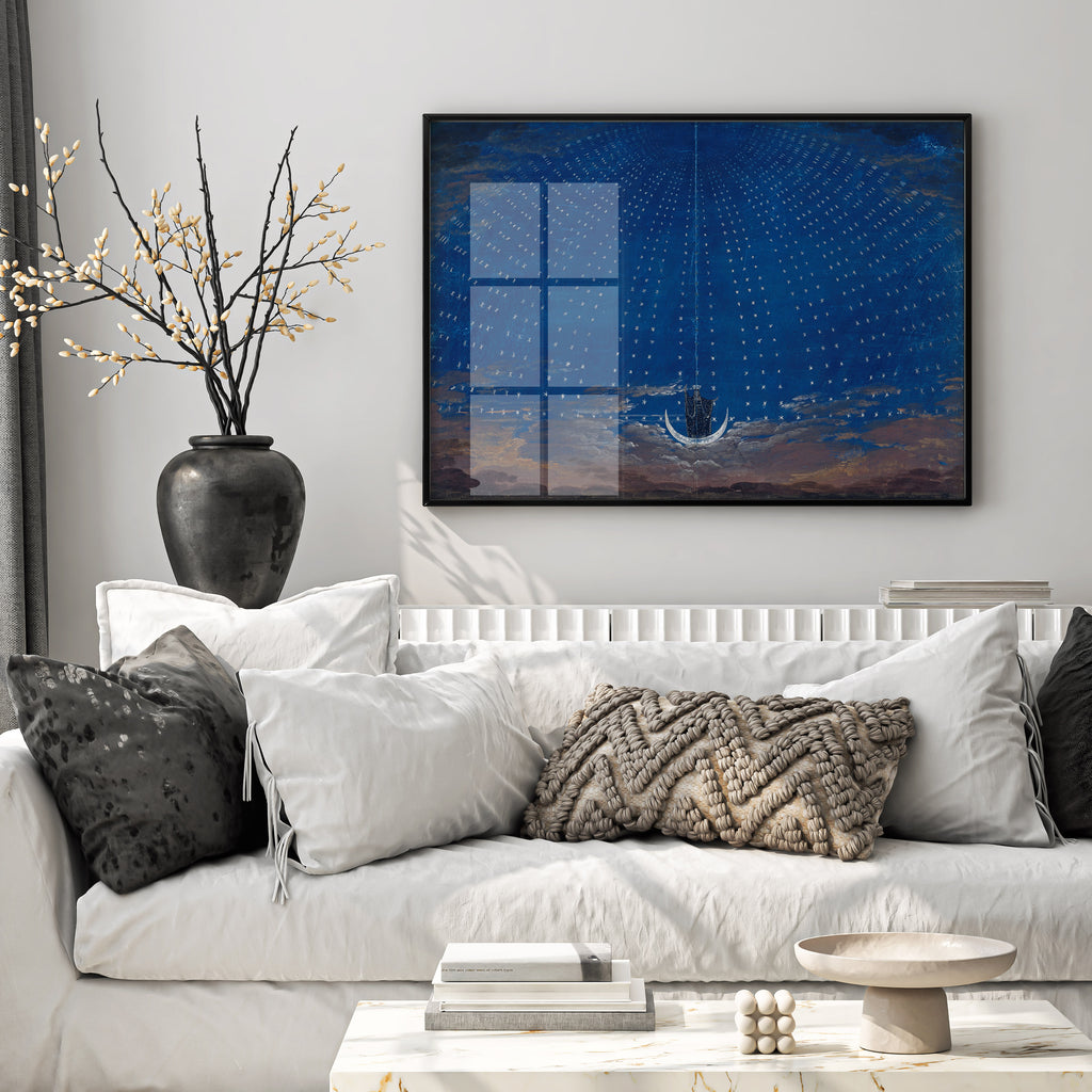 German Romanticism inspired wall art depicting a starry celestial scene, great for home decor.