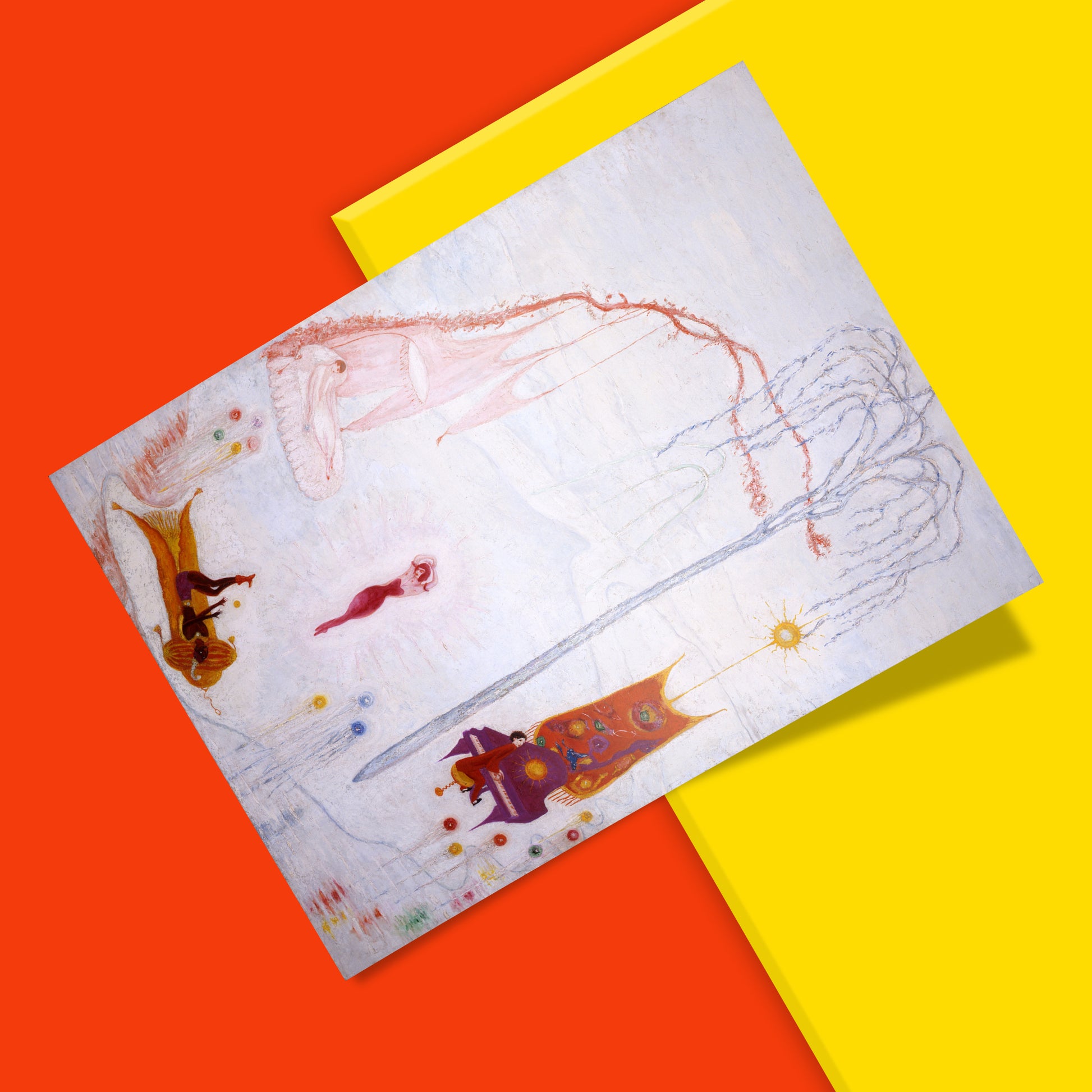 Museum quality giclée wall art print of Florine Stettheimer's Music 1920 featuring Art Deco style interior scene with elegant figures and willow tree