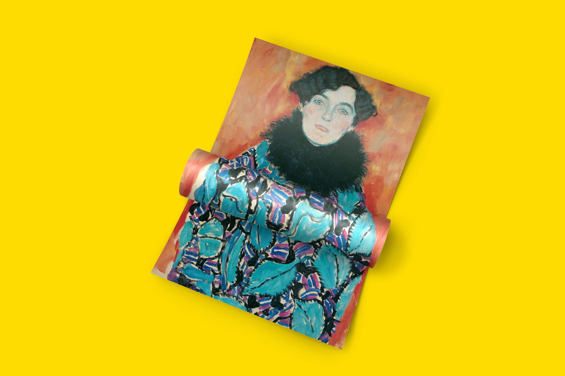 Authentic reproduction of Gustav Klimt's famous portrait of Johanna Staude, showcasing his distinct brushwork and unfinished details, perfect for modern home art.