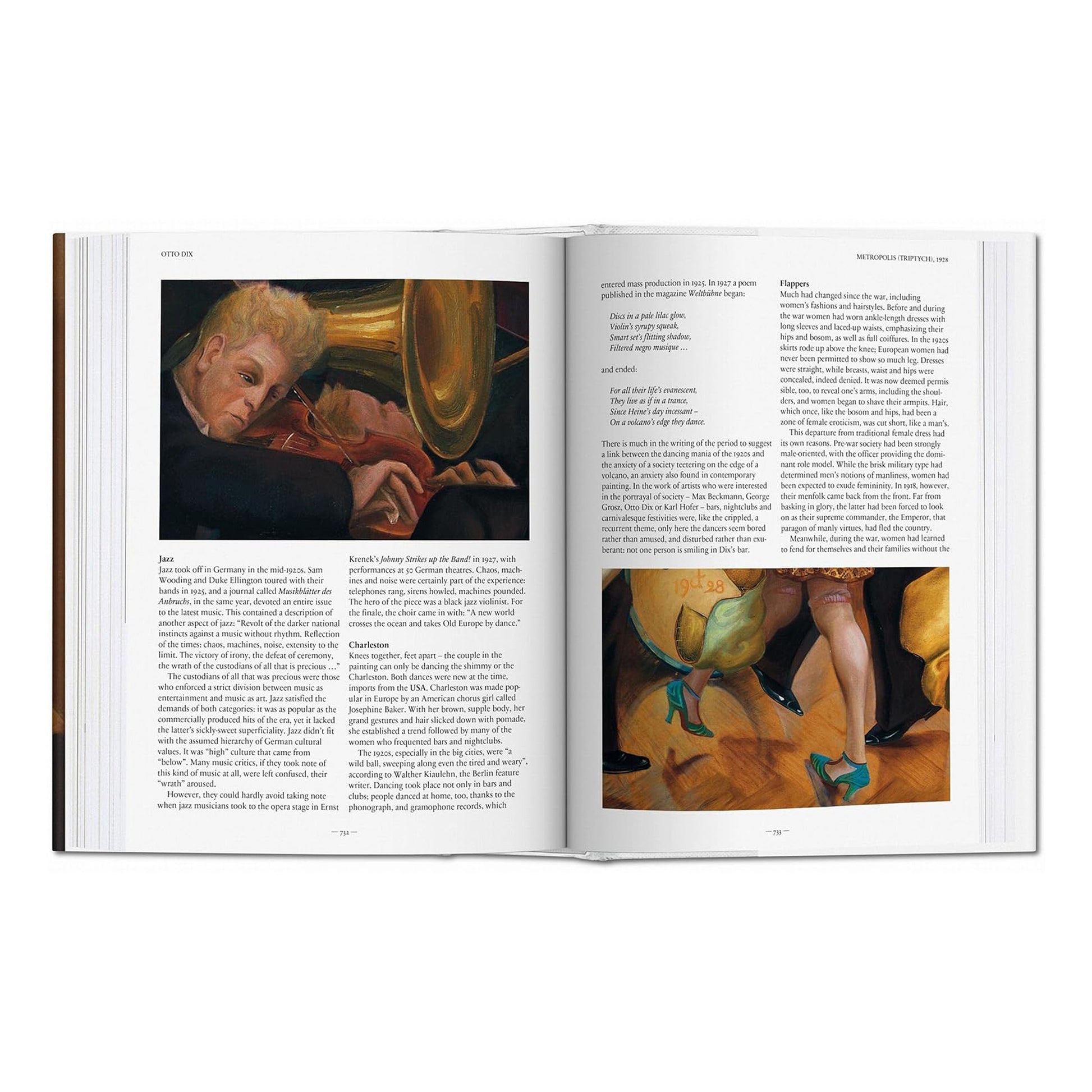 Open book with illustrations and text on a white background