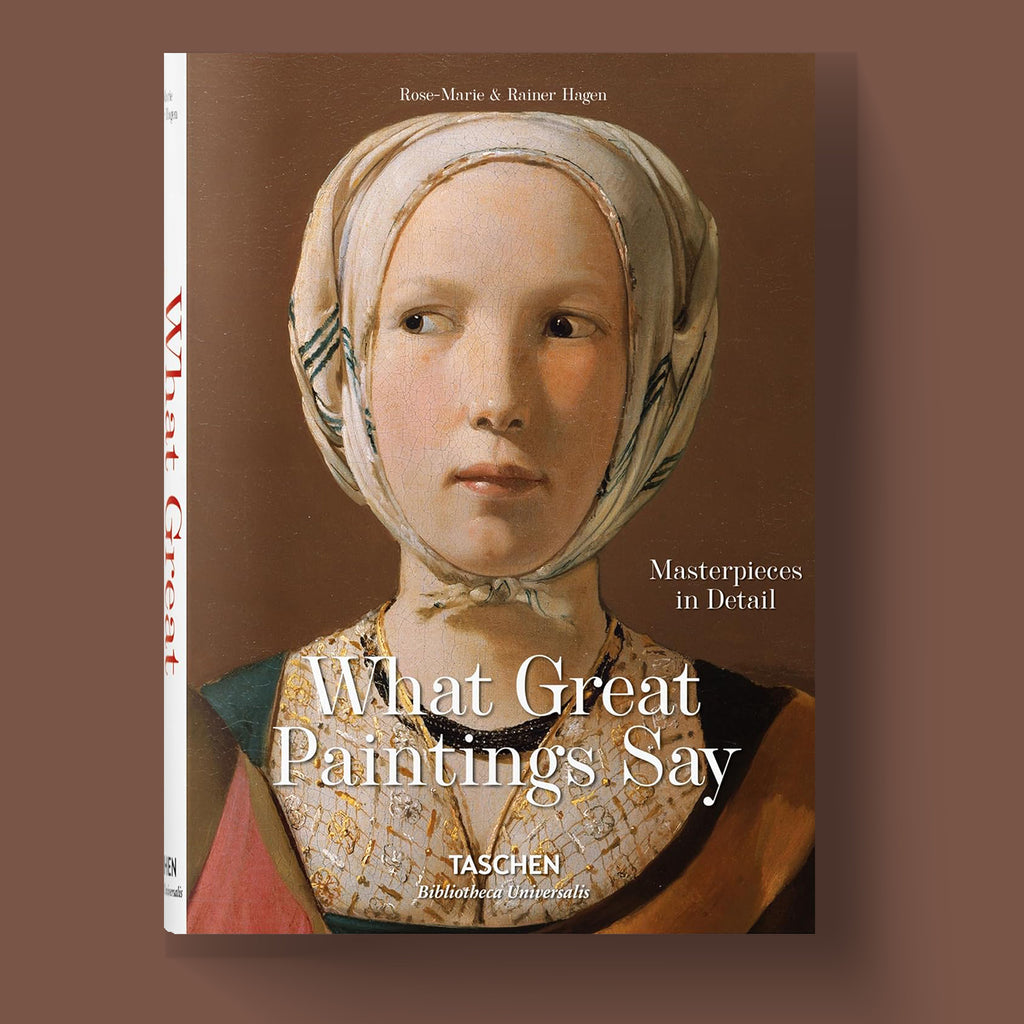 Taschen's "What Great Paintings Say: 100 Masterpieces in Detail" hardcover art history book, a perfect coffee table book for fine art lovers.