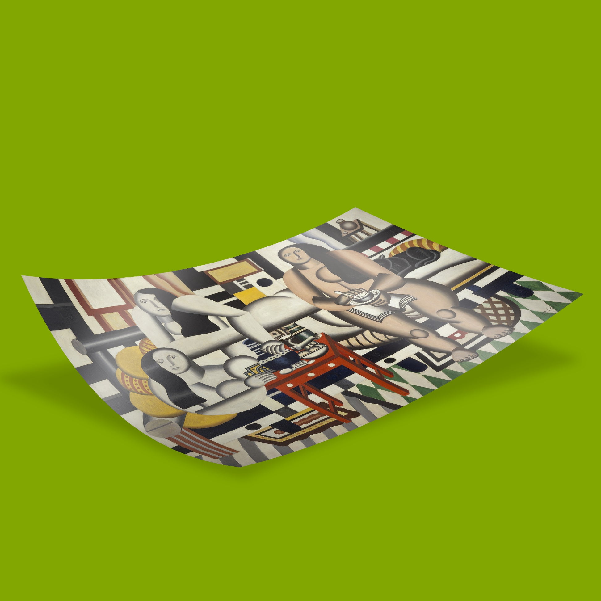 Museum quality modernist art print of Fernand Léger's Three Women painting with machine age aesthetic and bold geometric design