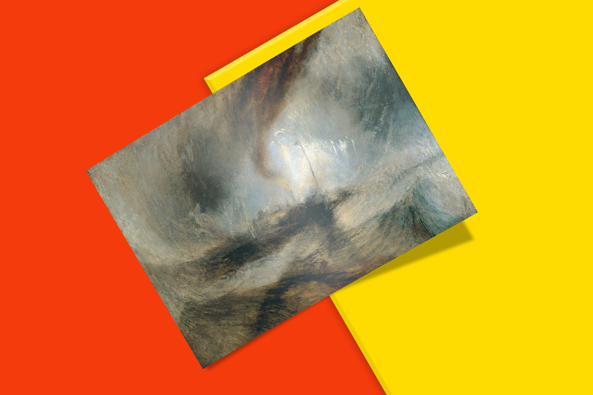 Turner Snow Storm maritime painting reproduction, museum-quality giclée wall art print featuring romantic era steamboat in stormy seas